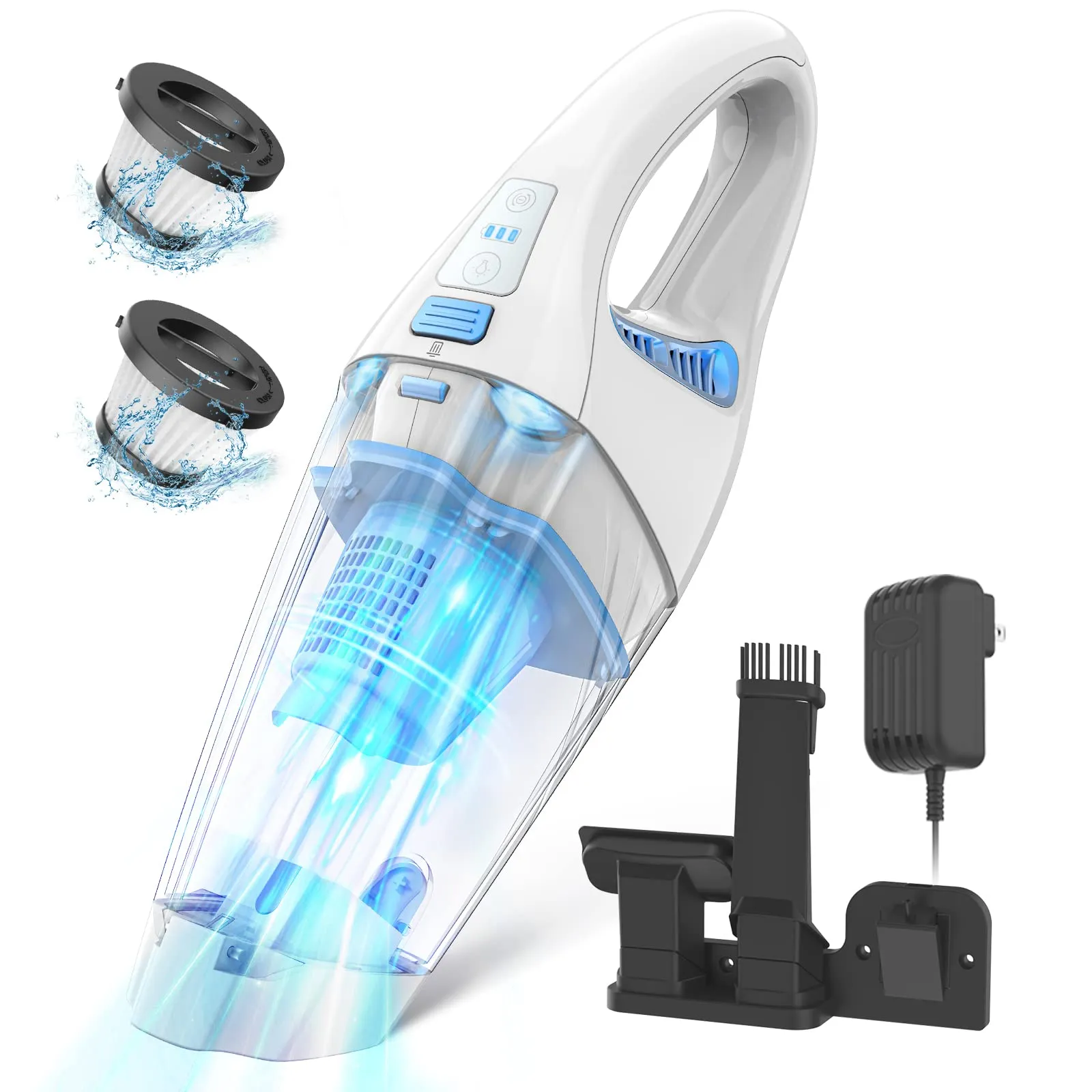 FUOAYOC Handheld Cordless Vacuum - Powerful Suction Mini Cleaner with LED Light for Home & Car