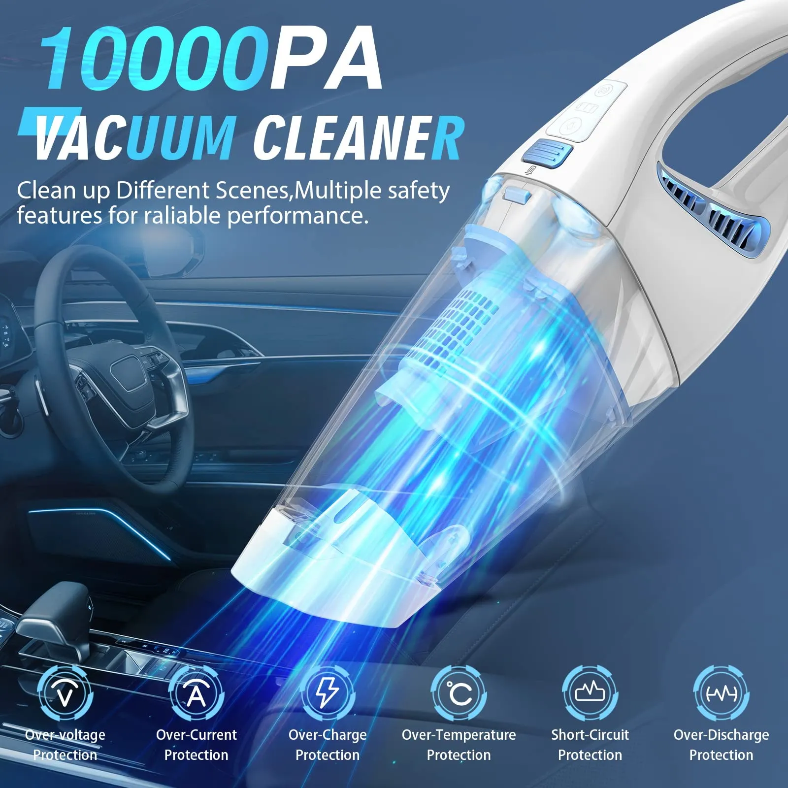 FUOAYOC Handheld Cordless Vacuum - Powerful Suction Mini Cleaner with LED Light for Home & Car - Image 2