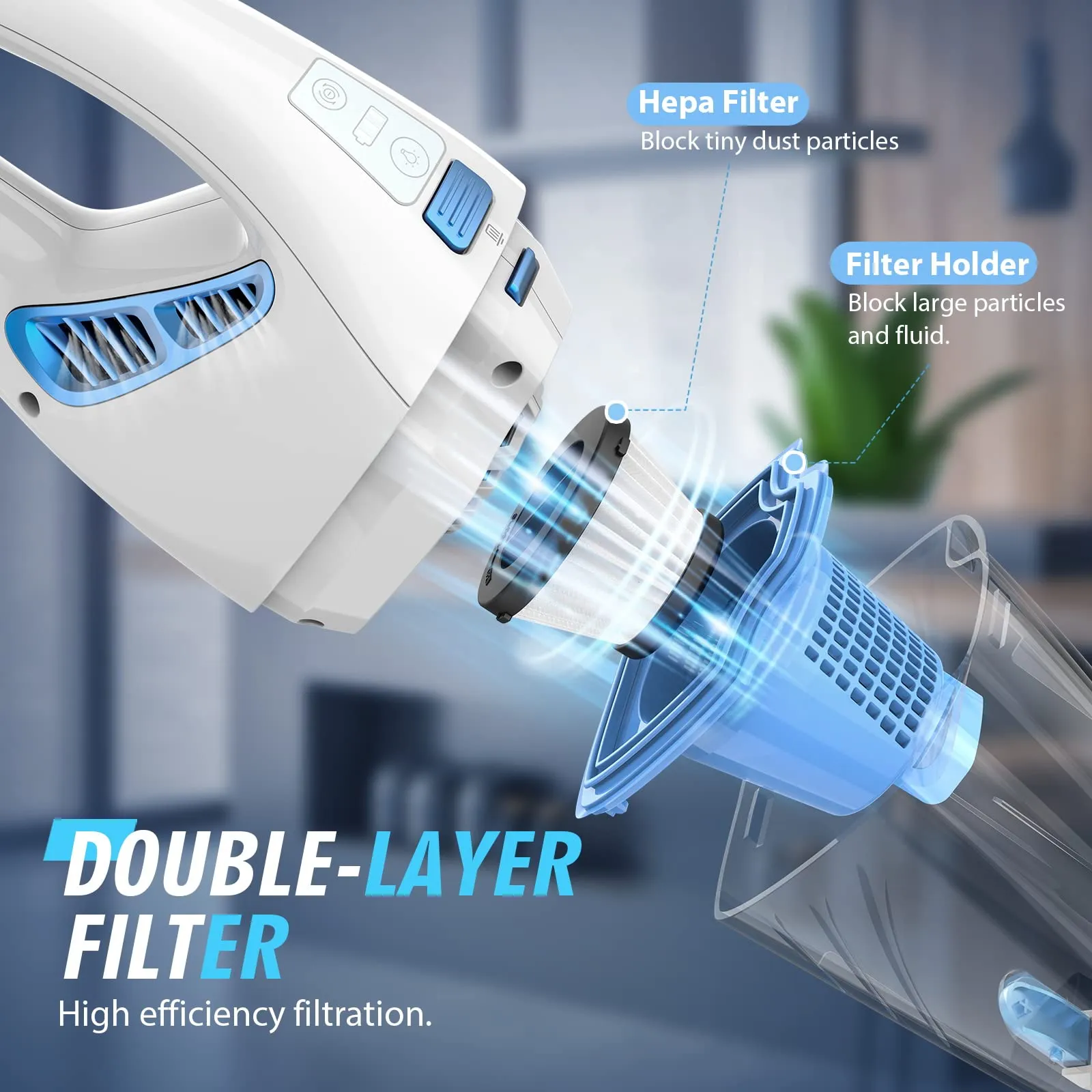FUOAYOC Handheld Cordless Vacuum - Powerful Suction Mini Cleaner with LED Light for Home & Car - Image 3