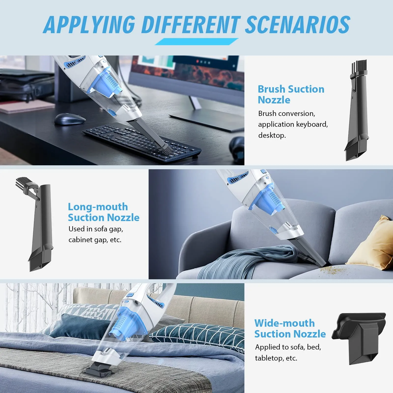 FUOAYOC Handheld Cordless Vacuum - Powerful Suction Mini Cleaner with LED Light for Home & Car - Image 4