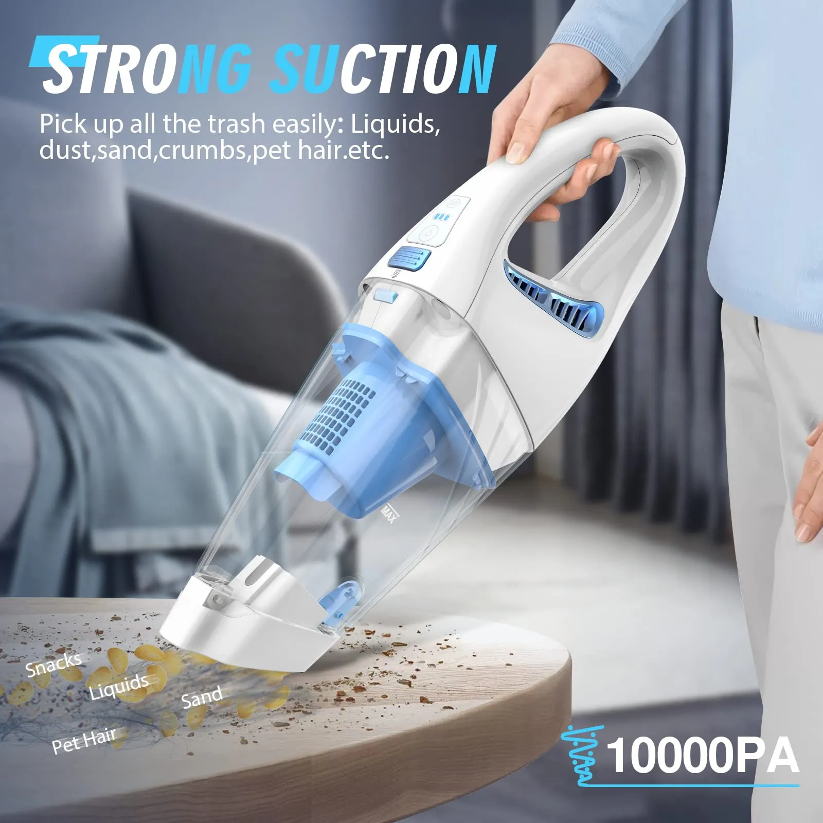 FUOAYOC Handheld Cordless Vacuum - Powerful Suction Mini Cleaner with LED Light for Home & Car - Image 5