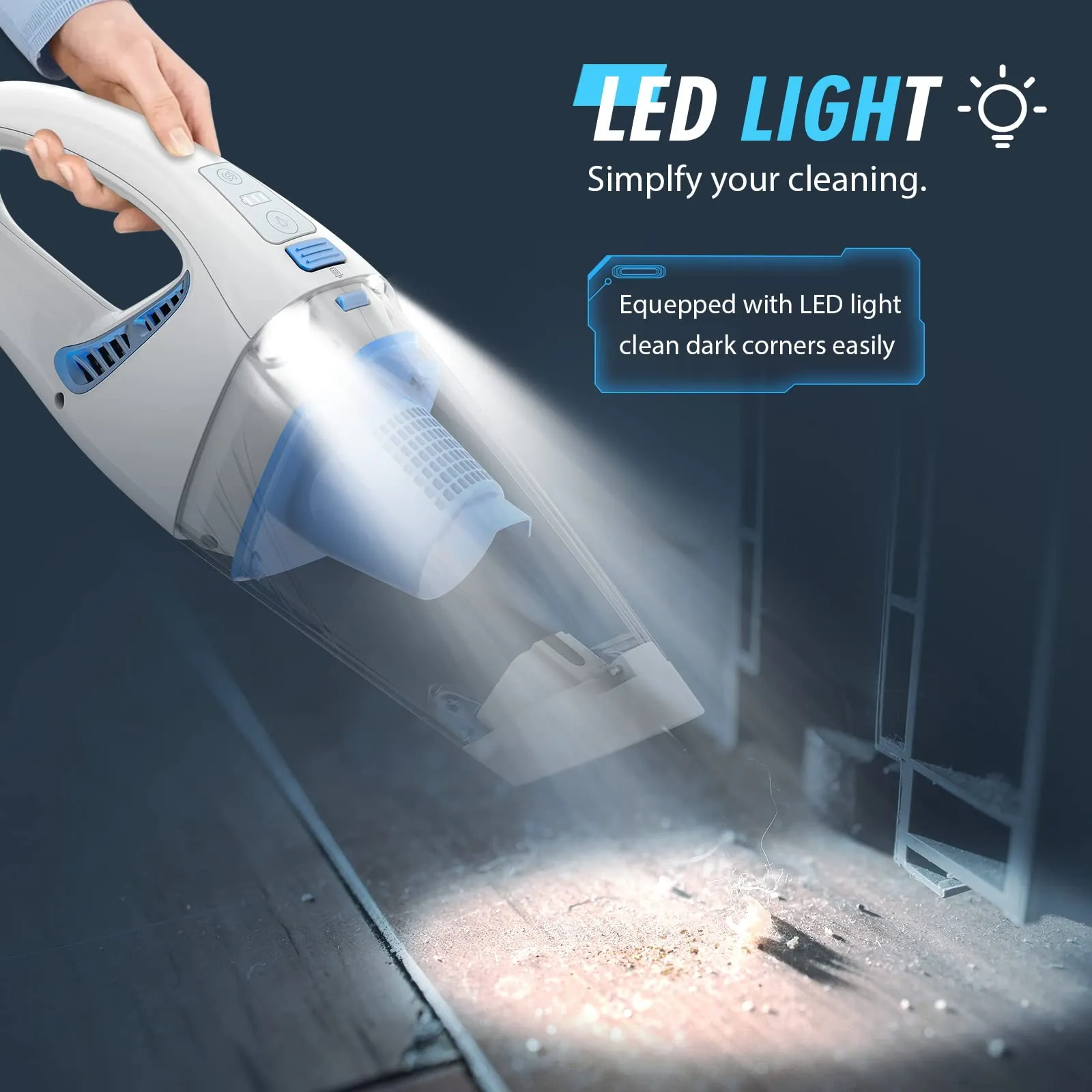 FUOAYOC Handheld Cordless Vacuum - Powerful Suction Mini Cleaner with LED Light for Home & Car - Image 6