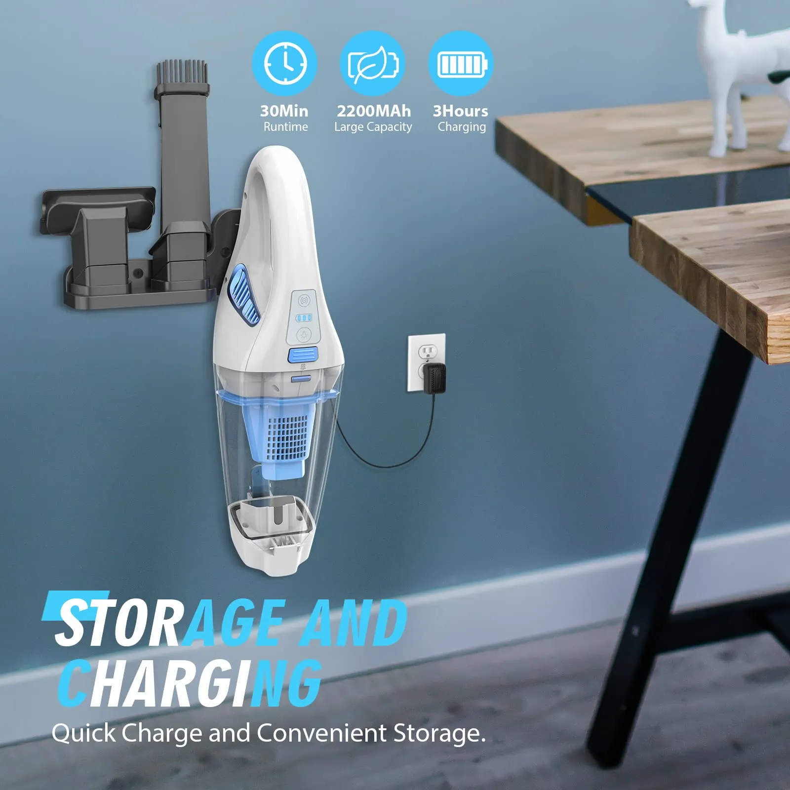 FUOAYOC Handheld Cordless Vacuum - Powerful Suction Mini Cleaner with LED Light for Home & Car - Image 7