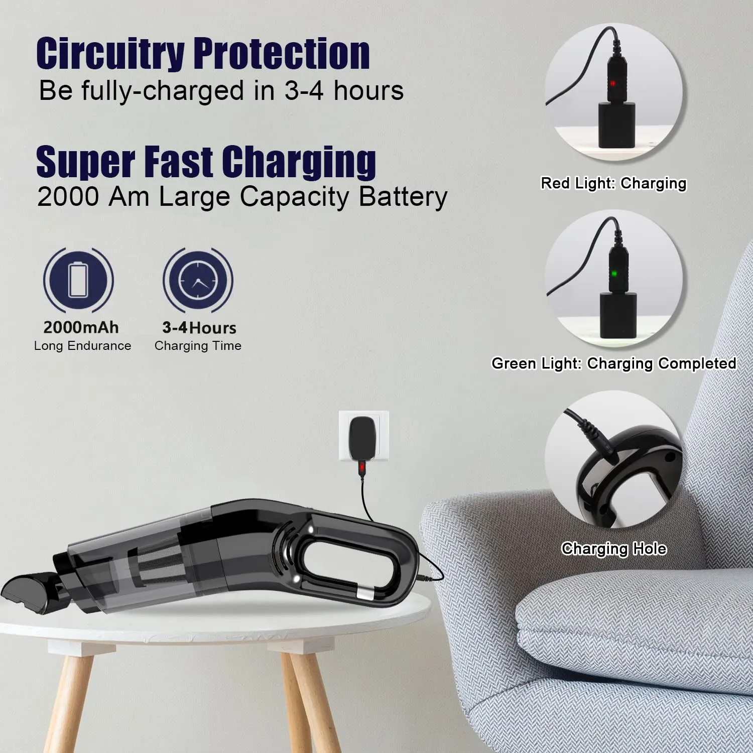 Hand Held Vacuum Cordless: Mini Lightweight Car Vacuum Cleaner, 9000PA High Power, Rechargeable - Image 4