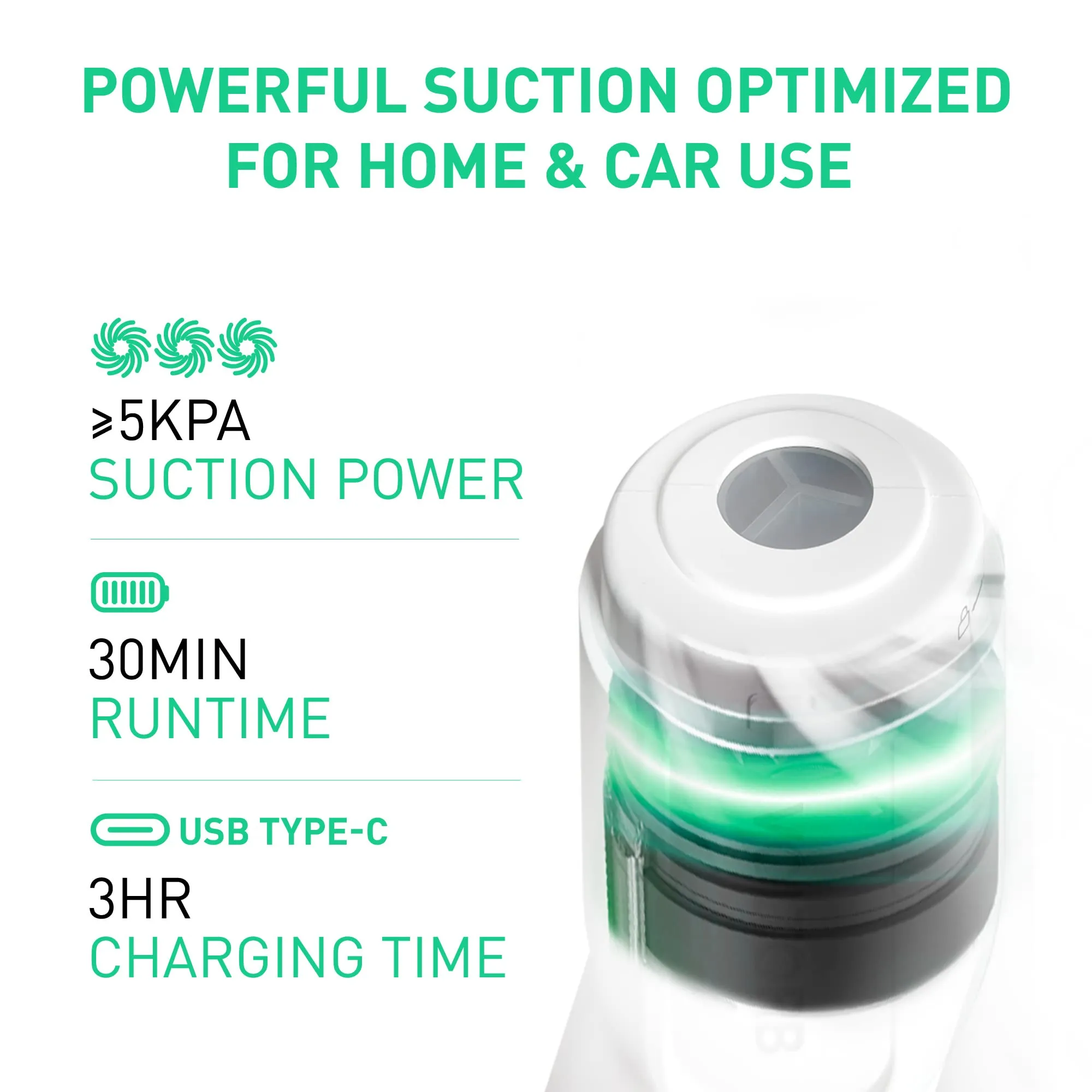 Handheld Cordless Vacuum Cleaner - 5KPA Suction, Ultra-Lightweight, USB Charging, Mini Car & Home - Image 2
