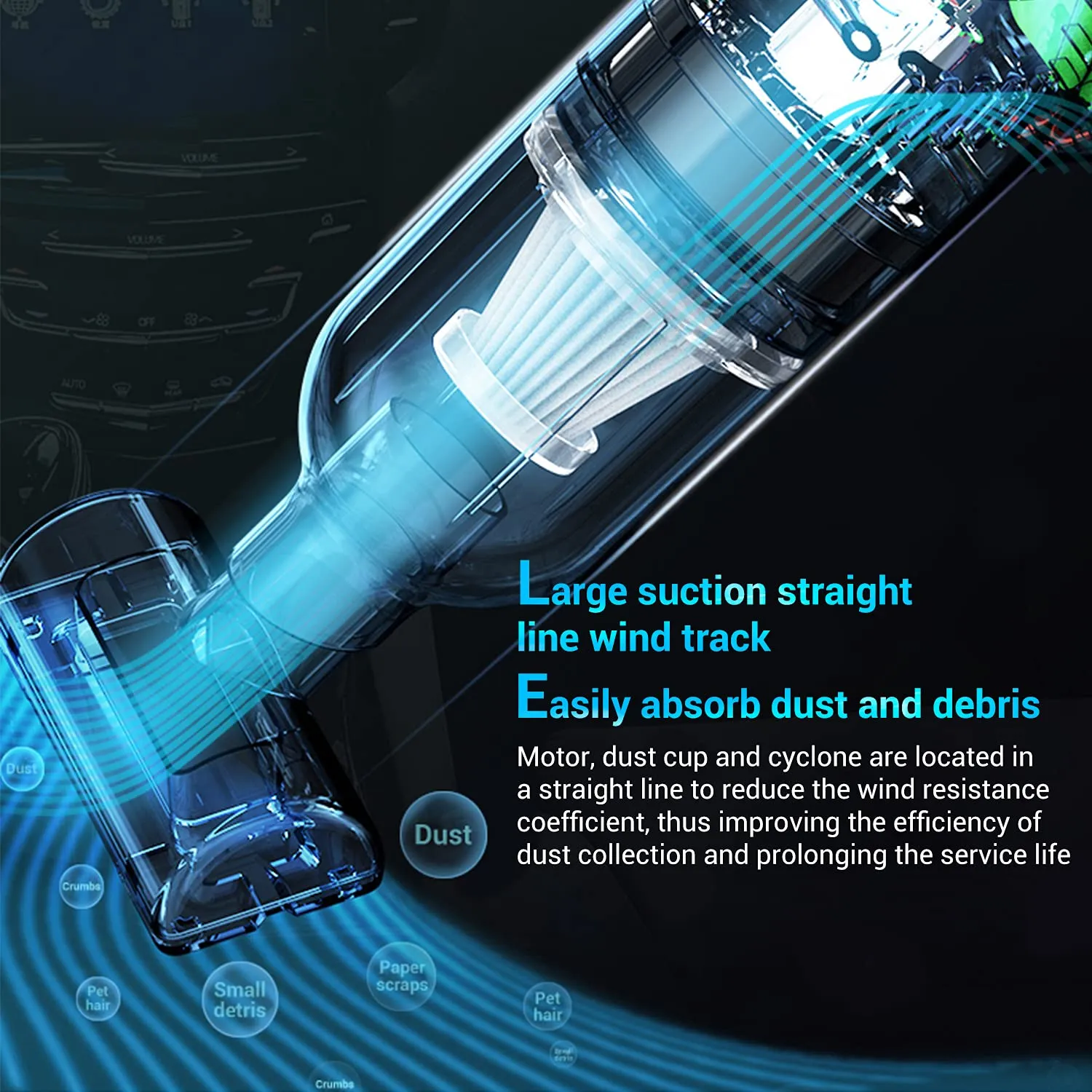 Handheld Cordless Vacuum Cleaner - Mini Rechargeable with Strong Suction for Car & Home - Green - Image 4