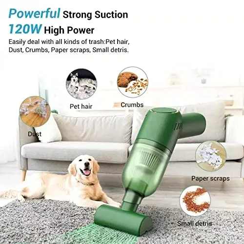 Handheld Cordless Vacuum Cleaner - Mini Rechargeable with Strong Suction for Car & Home - Green - Image 5