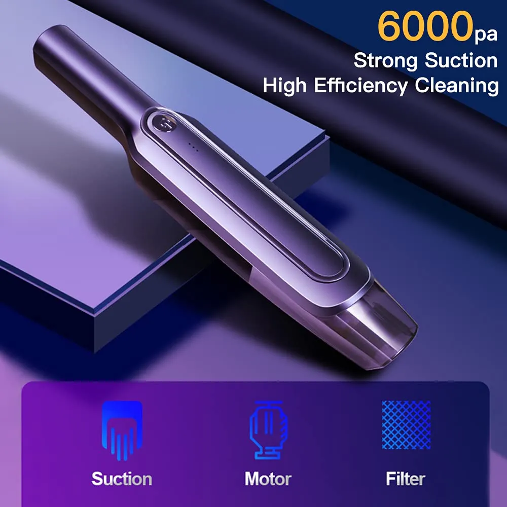 Handheld Vacuum 6000PA Rechargeable Mini Cordless Cleaner for Car, Home, Office & Pet Hair - Image 2