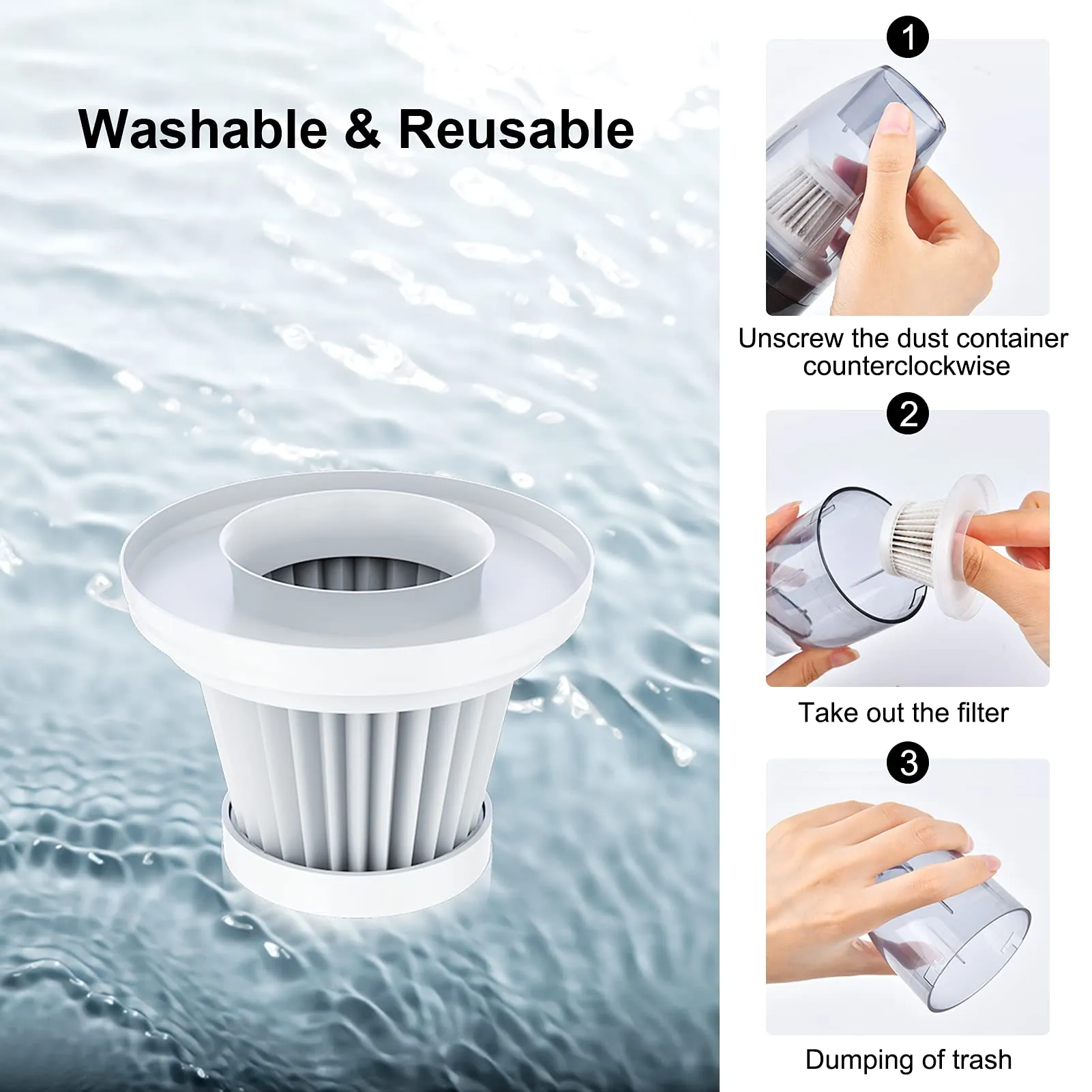 Handheld Vacuum Cleaner Cordless - Mini Rechargeable Car Vacuum for Home, Office, & Pet Hair (Black) - Image 5