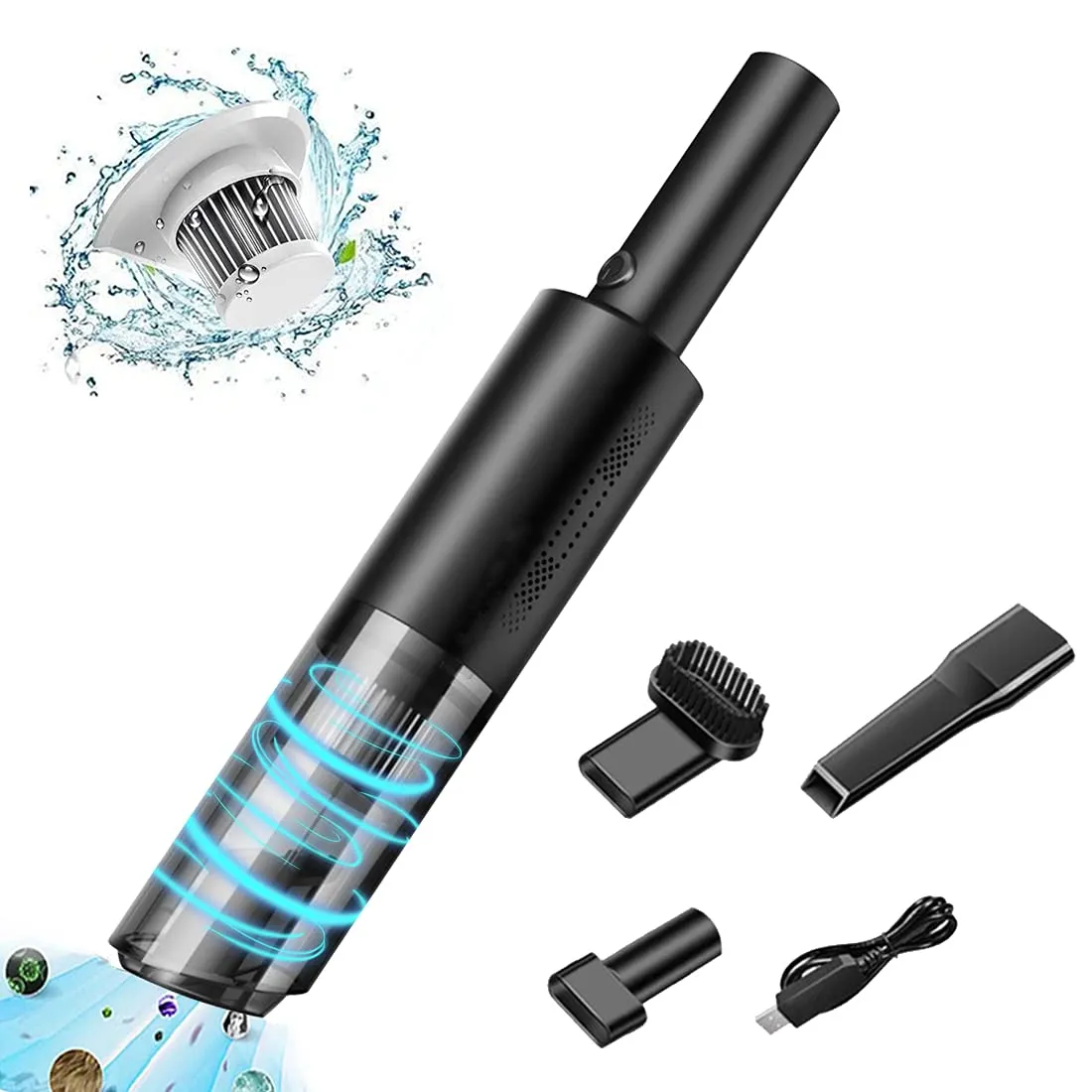 Handheld Vacuum Cleaner Cordless 6000Pa Suction 120W Powerful, Rechargeable, Mini, Black/White