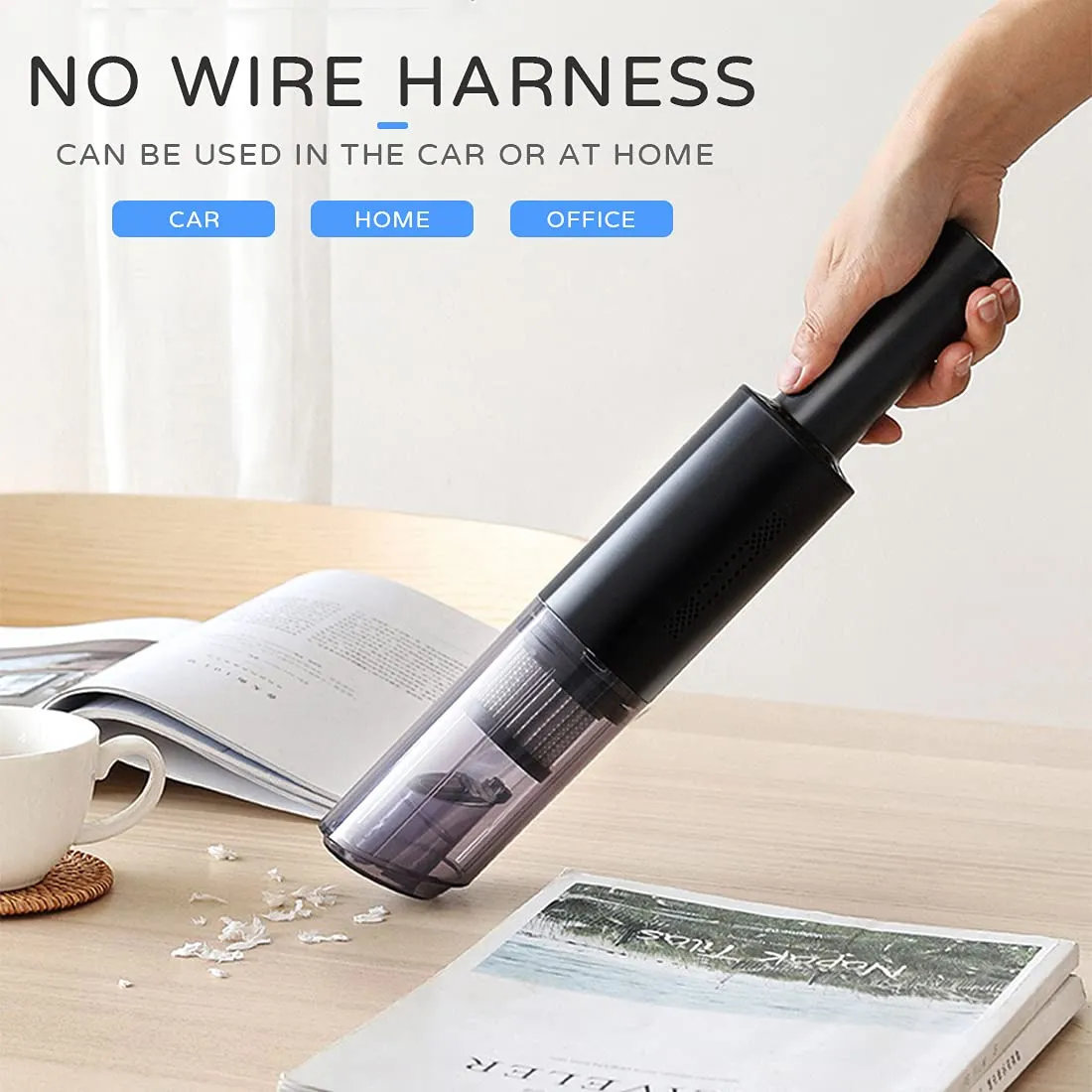 Handheld Vacuum Cleaner Cordless 6000Pa Suction 120W Powerful, Rechargeable, Mini, Black/White - Image 5