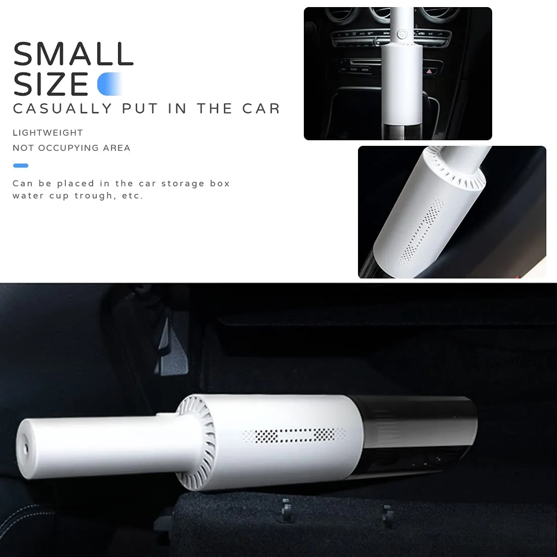 Handheld Vacuum Cleaner Cordless 6000Pa Suction 120W Powerful, Rechargeable, Mini, Black/White - Image 8