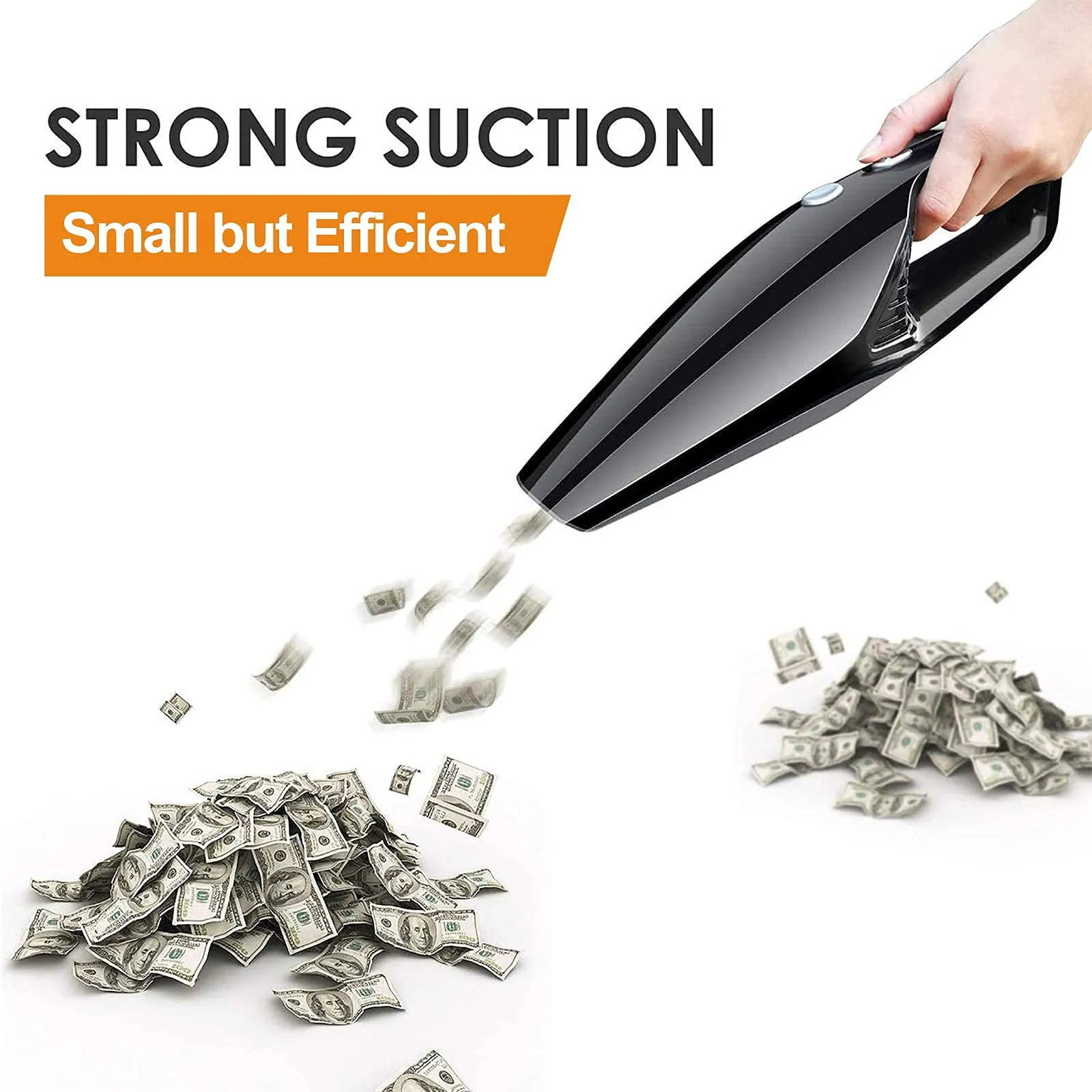 Handheld Vacuum Cleaner Cordless Rechargeable 7000PA Suction Power, Lightweight Black Mini Vac - Image 3
