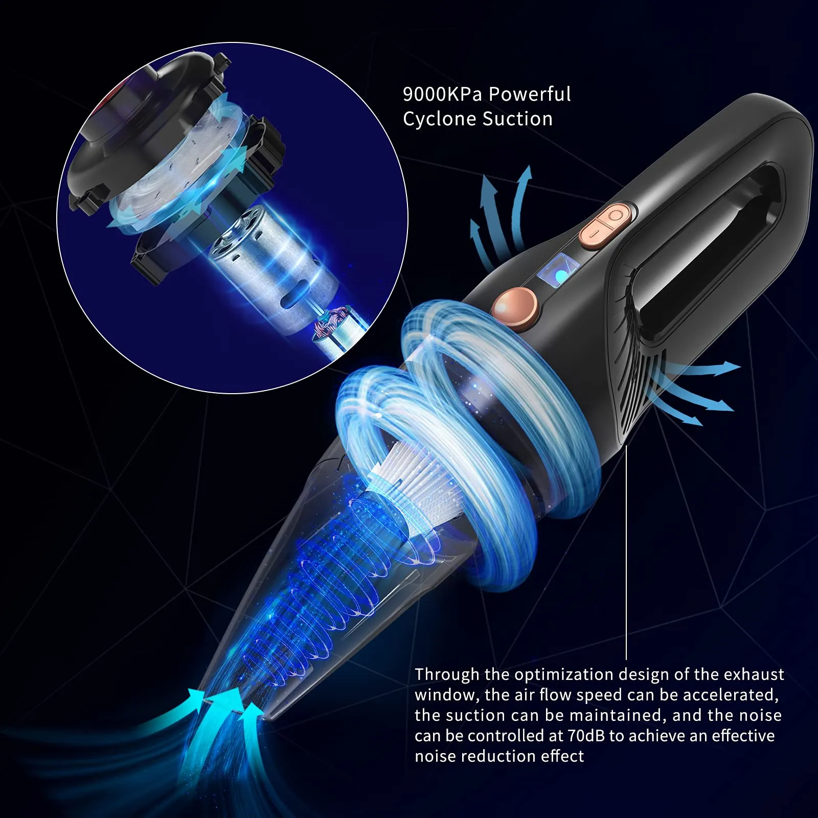 Handheld Vacuum Cordless Rechargeable, 9Kpa Powerful Suction Mini Cleaner for Home, Office, Car - Image 2