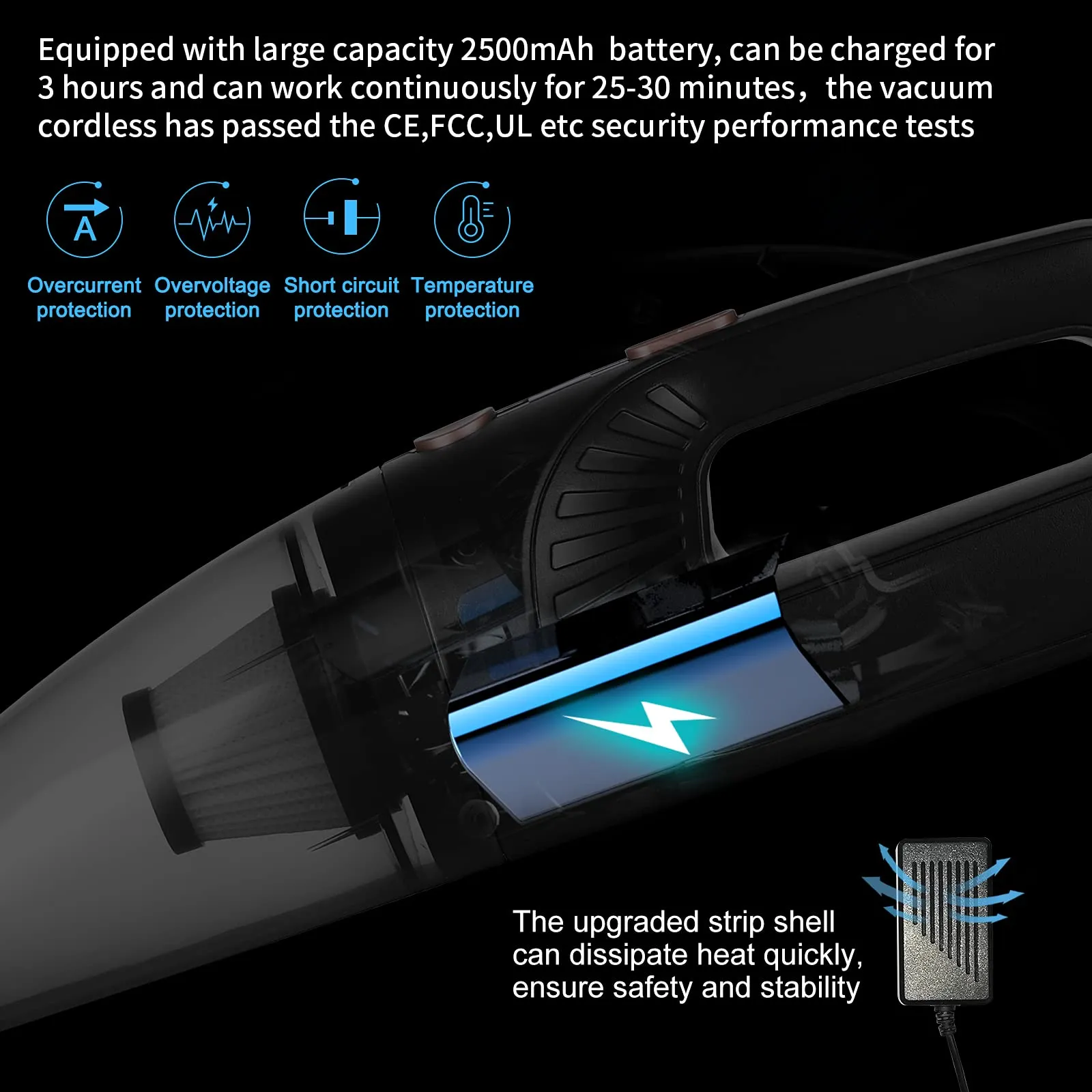 Handheld Vacuum Cordless Rechargeable, 9Kpa Powerful Suction Mini Cleaner for Home, Office, Car - Image 4