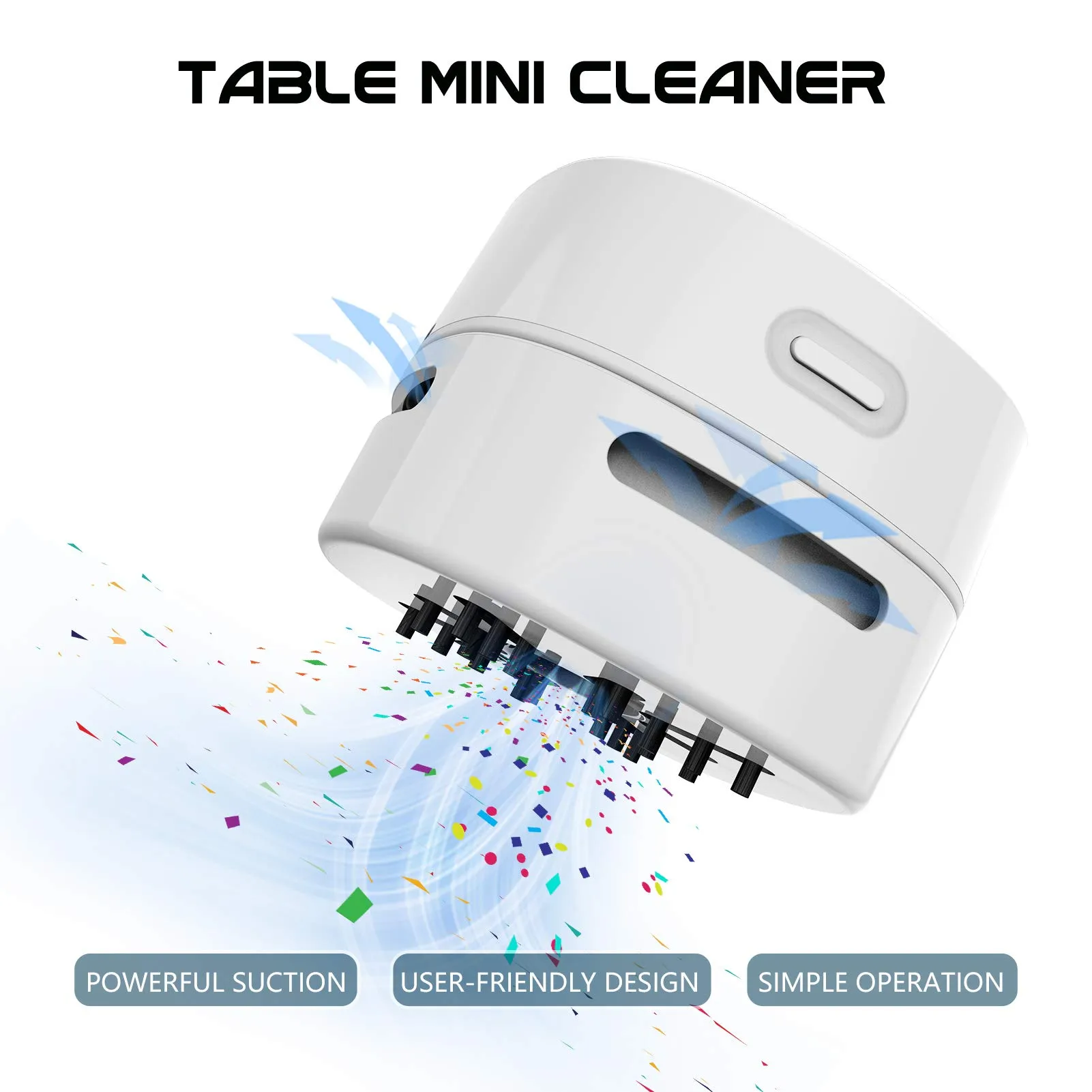 IGOKOTI Mini Desk Vacuum Cleaner - Cordless USB Rechargeable, High Suction & Low Noise, 3.16' Size - Image 2