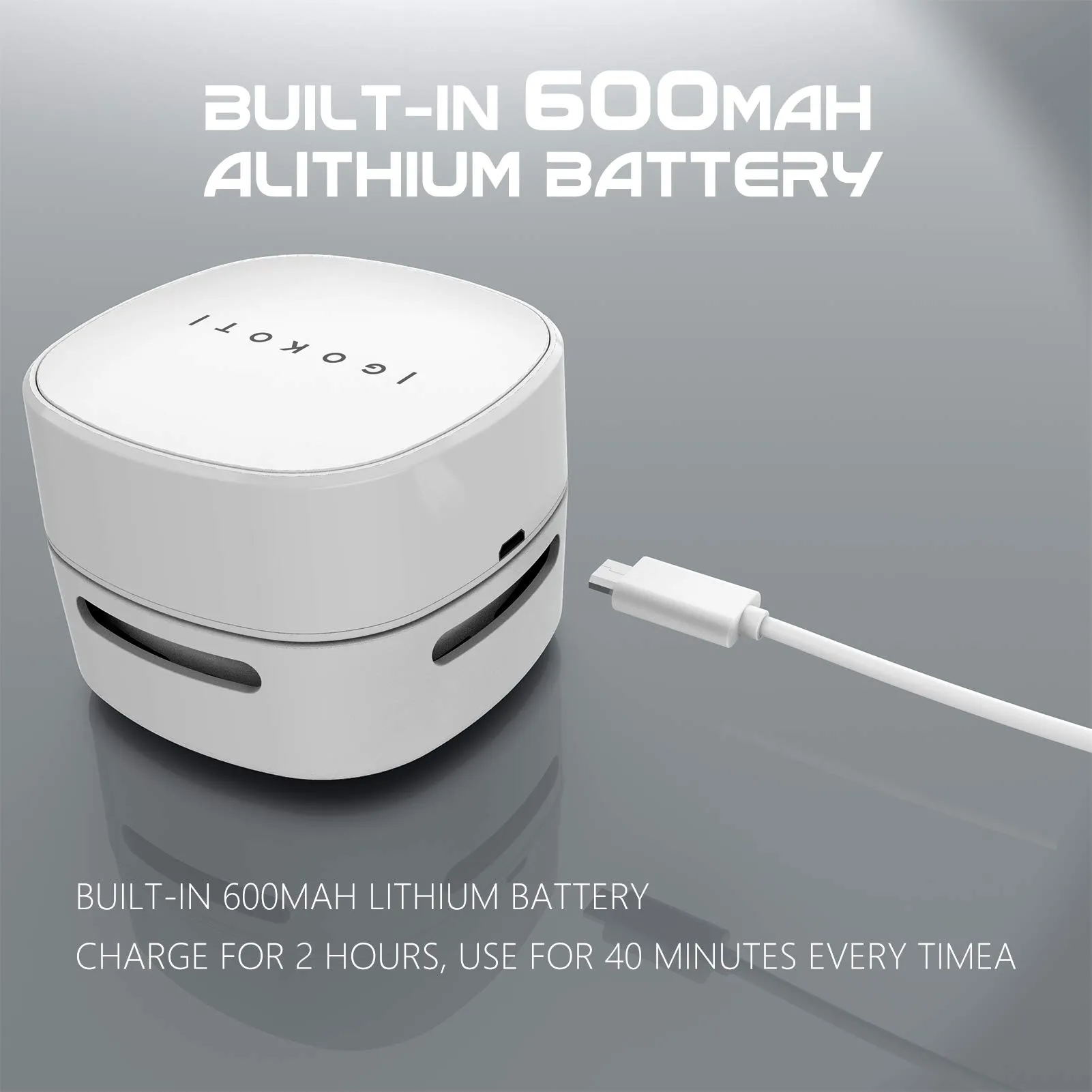 IGOKOTI Mini Desk Vacuum Cleaner - Cordless USB Rechargeable, High Suction & Low Noise, 3.16' Size - Image 4