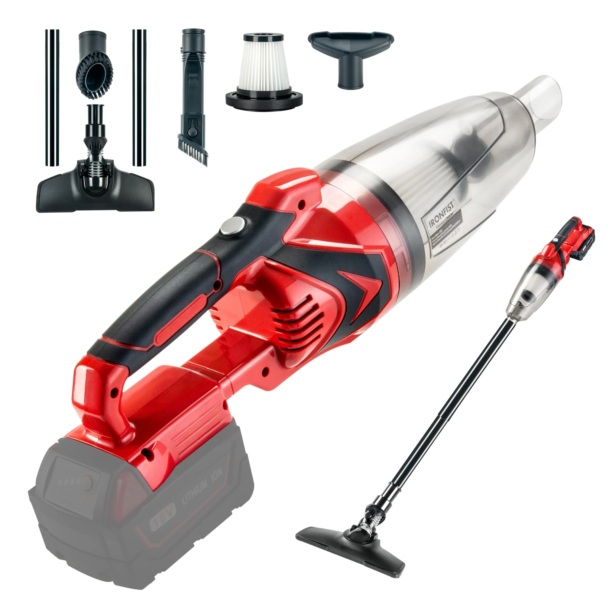 IRONFIST Cordless Vacuum Cleaner for Milwaukee M18 Batteries - Portable Handheld for Hard Floors & Carpets
