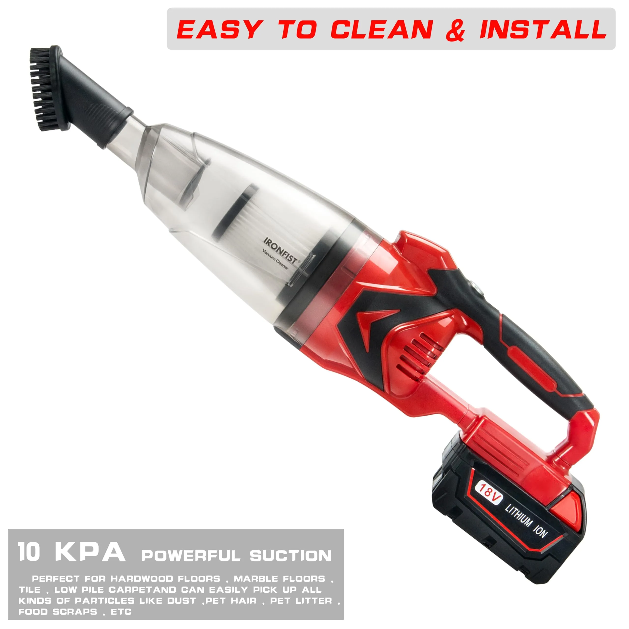 IRONFIST Cordless Vacuum Cleaner for Milwaukee M18 Batteries - Portable Handheld for Hard Floors & Carpets - Image 4