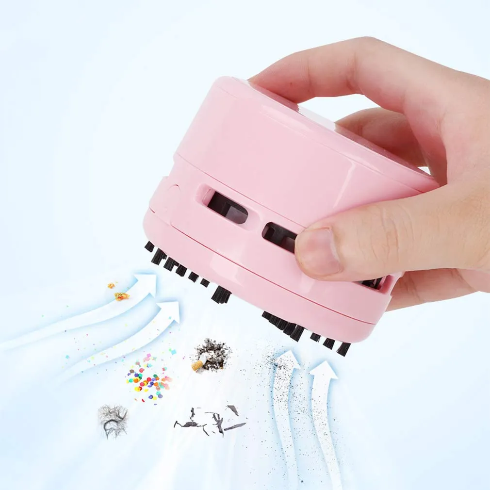 iSuperb Mini Desktop Vacuum Cleaner - Portable Handheld Cordless Dust Sweeper for Home & Office (Pink) - Image 2