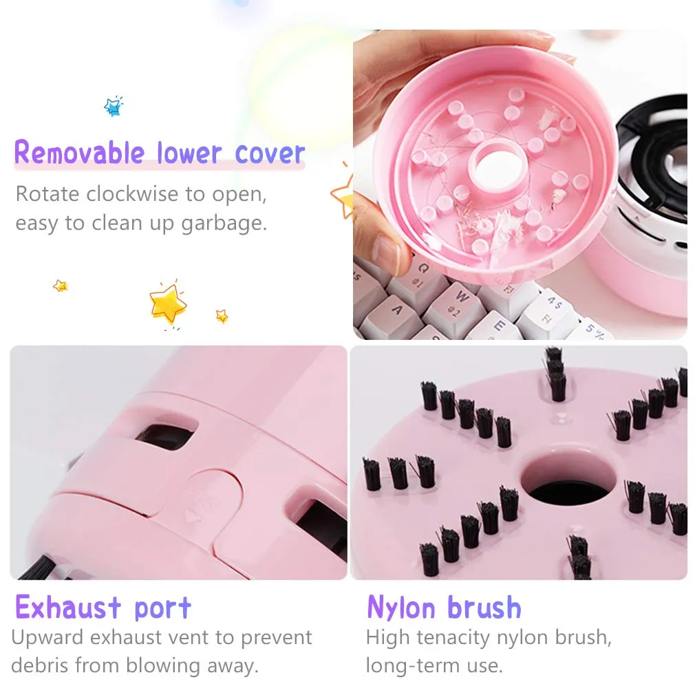 iSuperb Mini Desktop Vacuum Cleaner - Portable Handheld Cordless Dust Sweeper for Home & Office (Pink) - Image 4