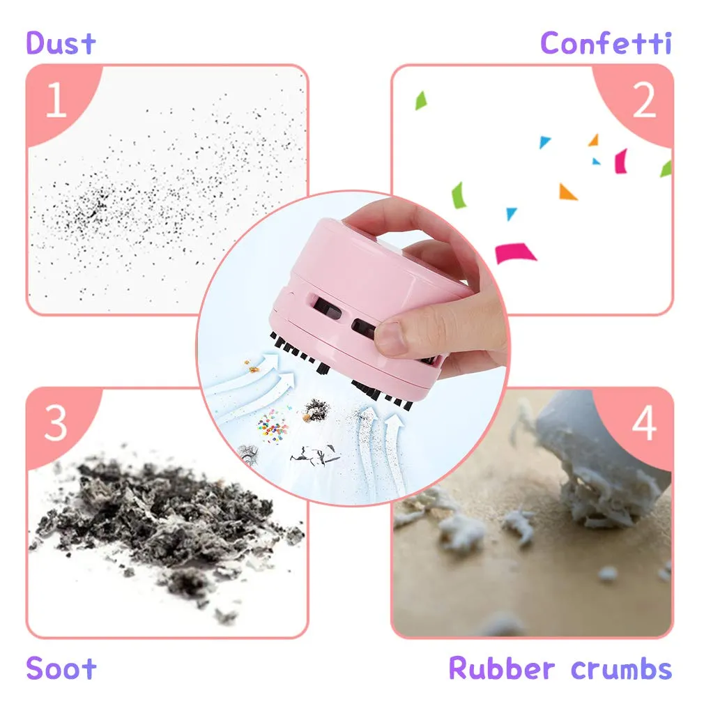 iSuperb Mini Desktop Vacuum Cleaner - Portable Handheld Cordless Dust Sweeper for Home & Office (Pink) - Image 5