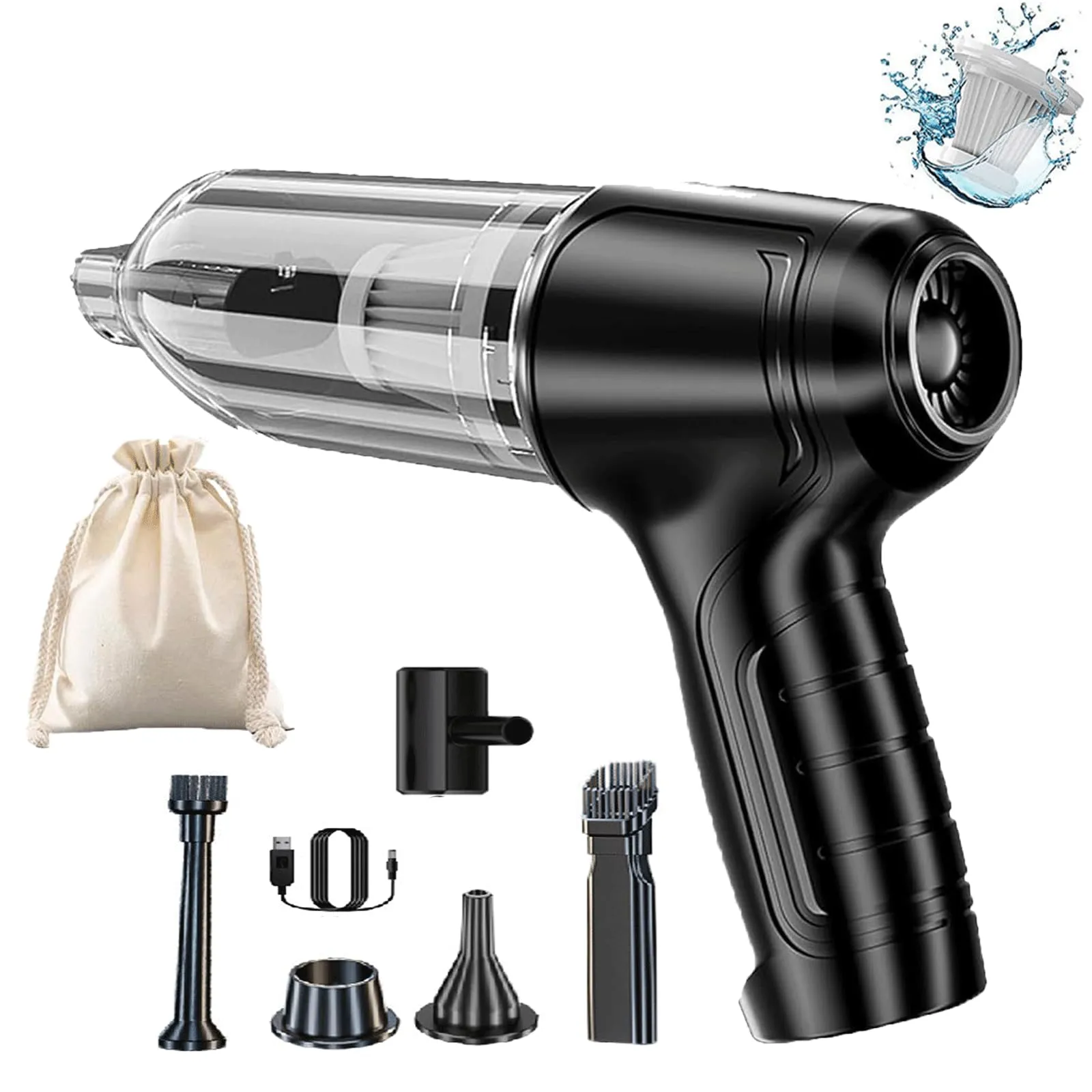 Jettvac Cordless Vacuum Cleaner - Portable Mini Wireless, Strong Suction, Low Noise, 3-in-1 (Black)