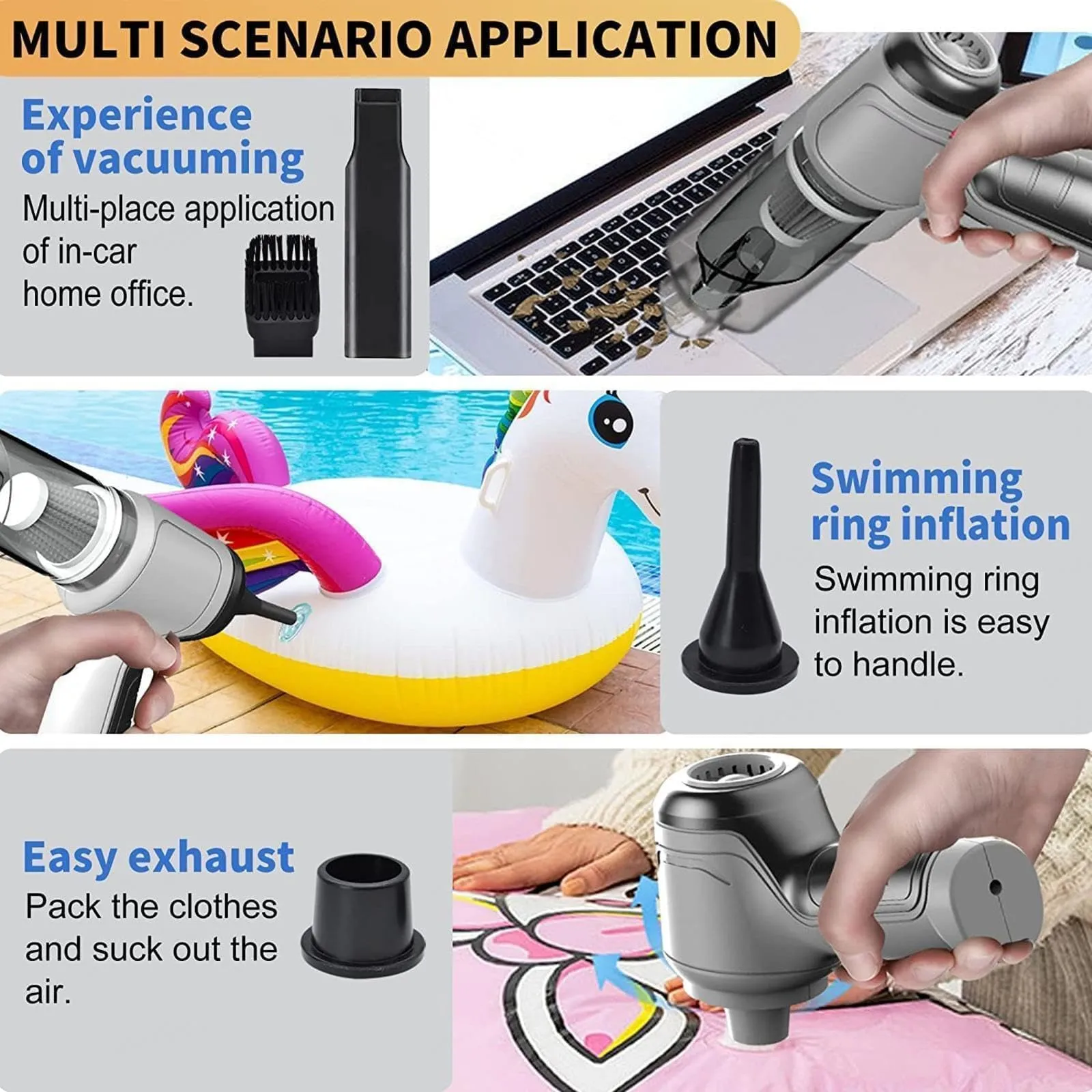 Jettvac Cordless Vacuum Cleaner - Portable Mini Wireless, Strong Suction, Low Noise, 3-in-1 (Black) - Image 8