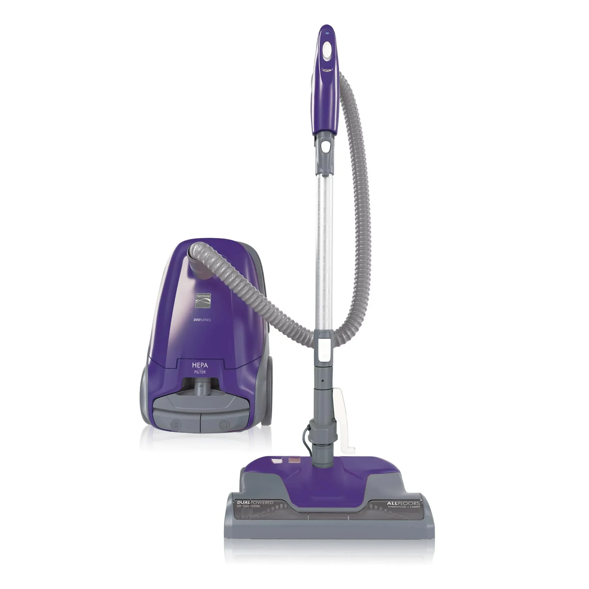Kenmores 200 Series Bagged Canister Vacuum - HEPA Filtration, Adjustable Height, Purple
