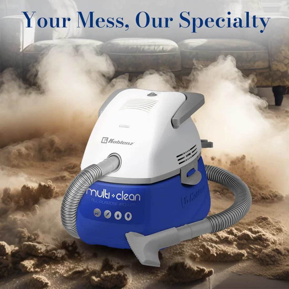 Koblenz WD-402 KG4 Portable Wet-Dry Vacuum Cleaner, 3 Gallon Tank, White+Blue - 3-in-1 Functionality - Image 3