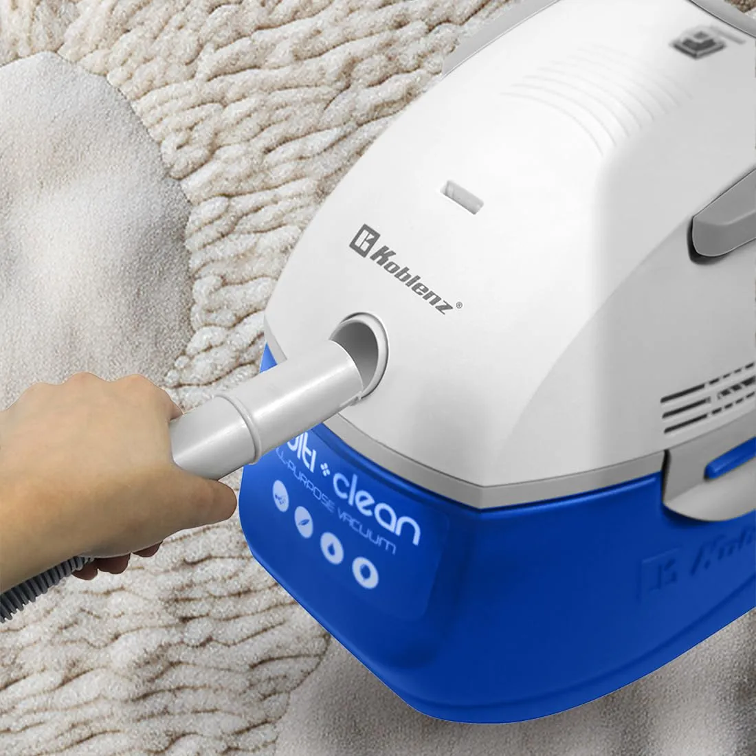 Koblenz WD-402 KG4 Portable Wet-Dry Vacuum Cleaner, 3 Gallon Tank, White+Blue - 3-in-1 Functionality - Image 5