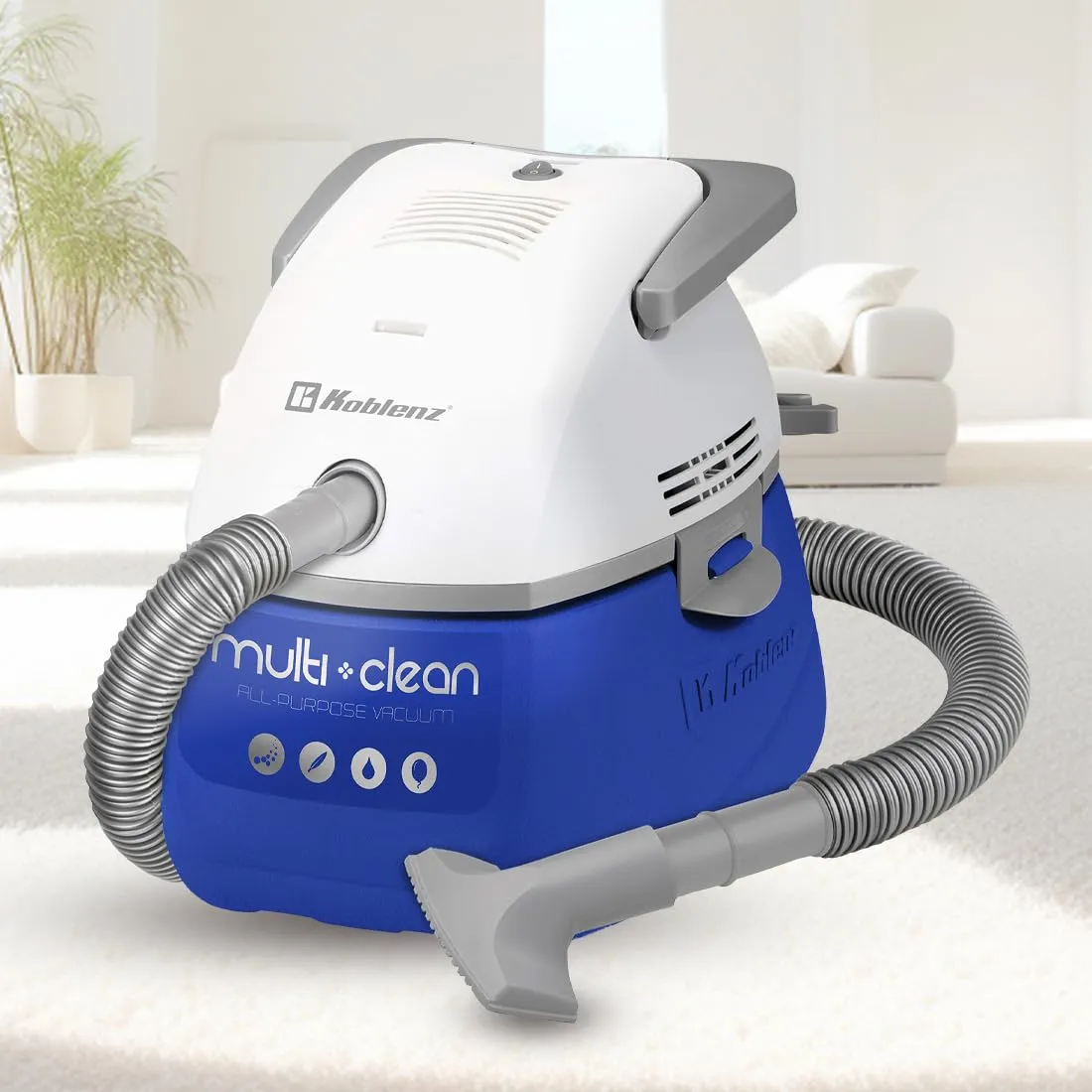 Koblenz WD-402 KG4 Portable Wet-Dry Vacuum Cleaner, 3 Gallon Tank, White+Blue - 3-in-1 Functionality - Image 7