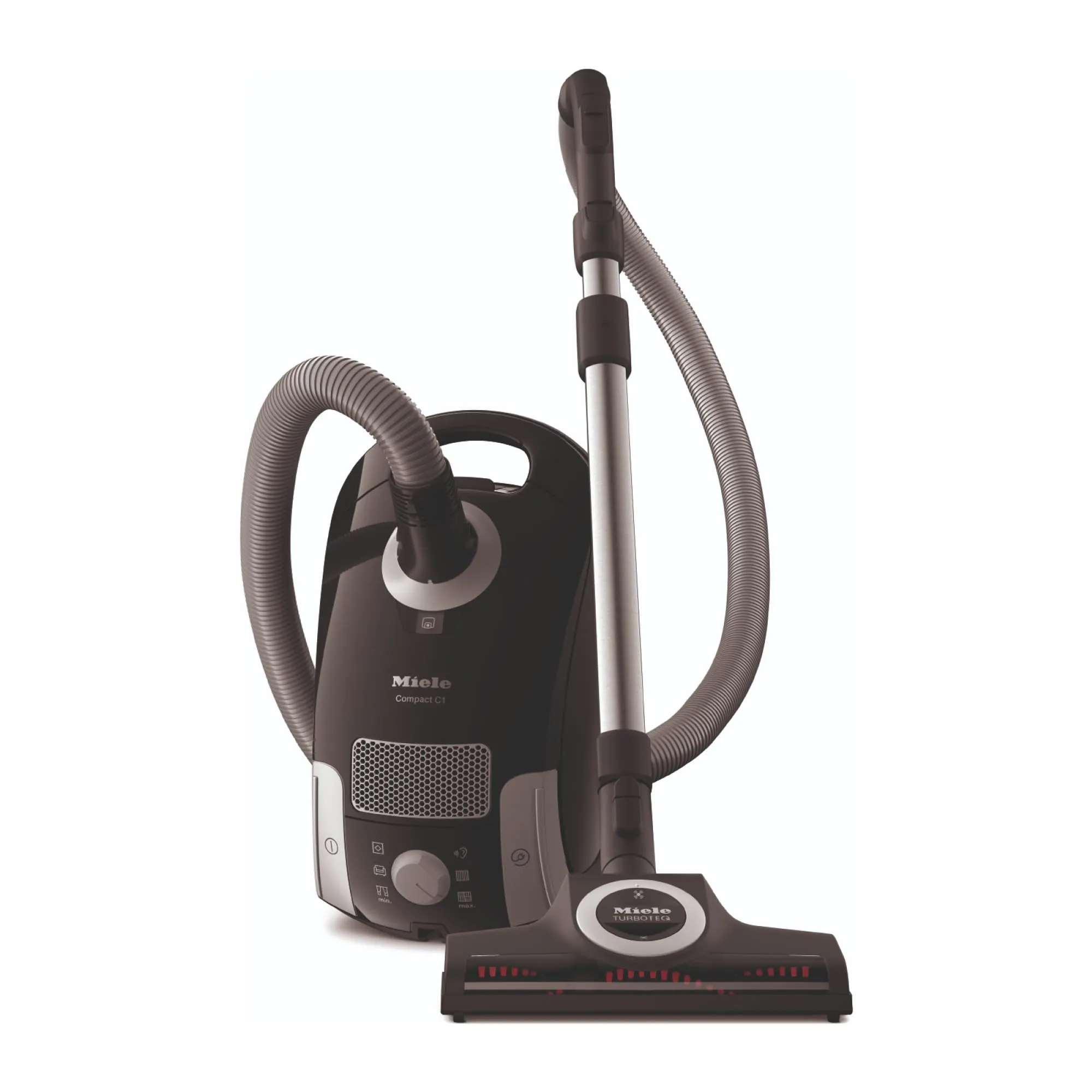 Miele Compact C1 Turbo Team Bagged Canister Vacuum - Obsidian Black - Powerful & Lightweight