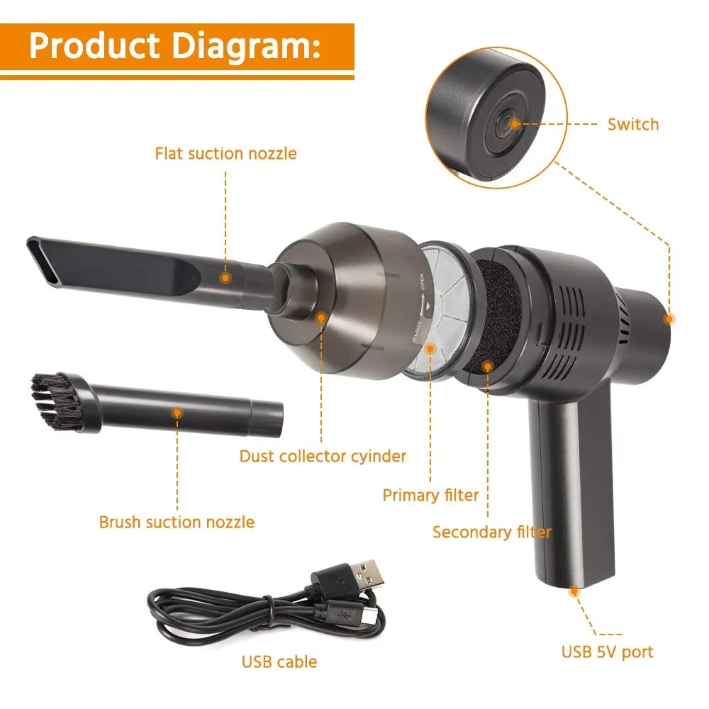 Mini Handheld Cordless Vacuum Cleaner - Rechargeable Keyboard & Computer Cleaner, YKSINX - Image 4