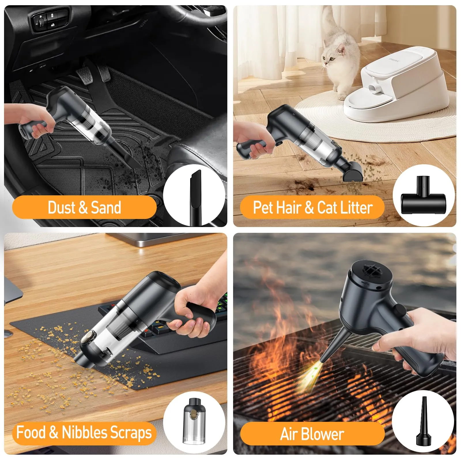 Mini Handheld Vacuum Cordless, 3 in 1 Dust Buster & Air Blower, Rechargeable Car Vacuum Cleaner - Image 4