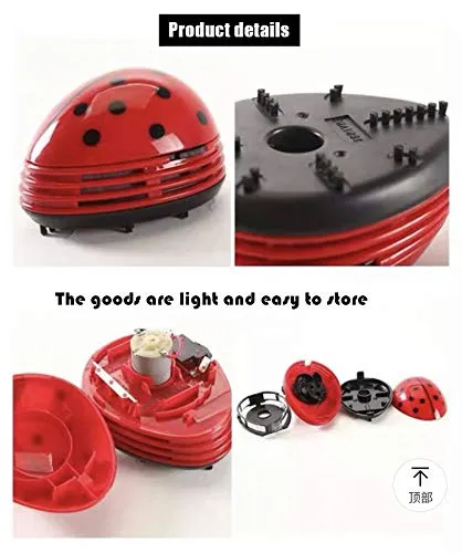 Mini Portable Handheld Cordless Ladybug Dust Sweeper Vacuum Cleaner - Red, 10.5x8x7 cm - Image 3