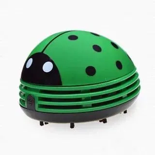 Mini Portable Handheld Cordless Tabletop Crumb Sweeper - Green Ladybug Design for Quick Cleaning