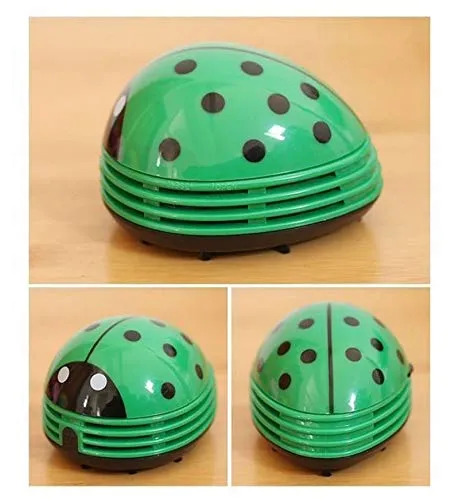 Mini Portable Handheld Cordless Tabletop Crumb Sweeper - Green Ladybug Design for Quick Cleaning - Image 2