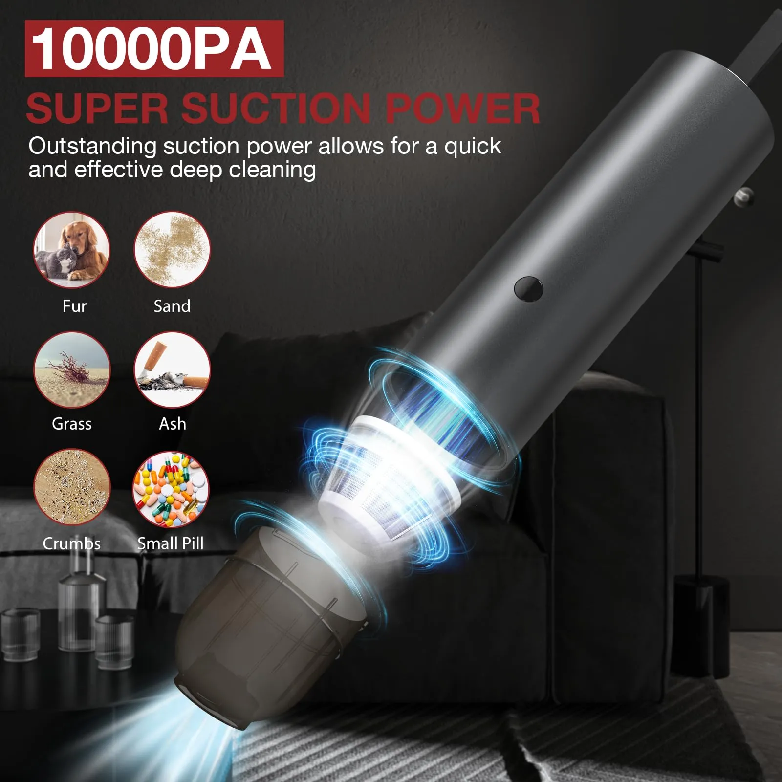 NEXPOW Handheld Car Vacuum Cleaner with Power Bank, 10000PA Cordless Portable Vacuum for Car & Home - Image 5