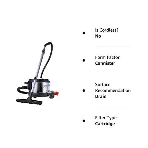 NILFISK HEPA Canister Vacuum 4 Gal, 1.3 Peak HP, 8.7 Amps, 35 ft Cord, 92 In Static Pressure - Image 7