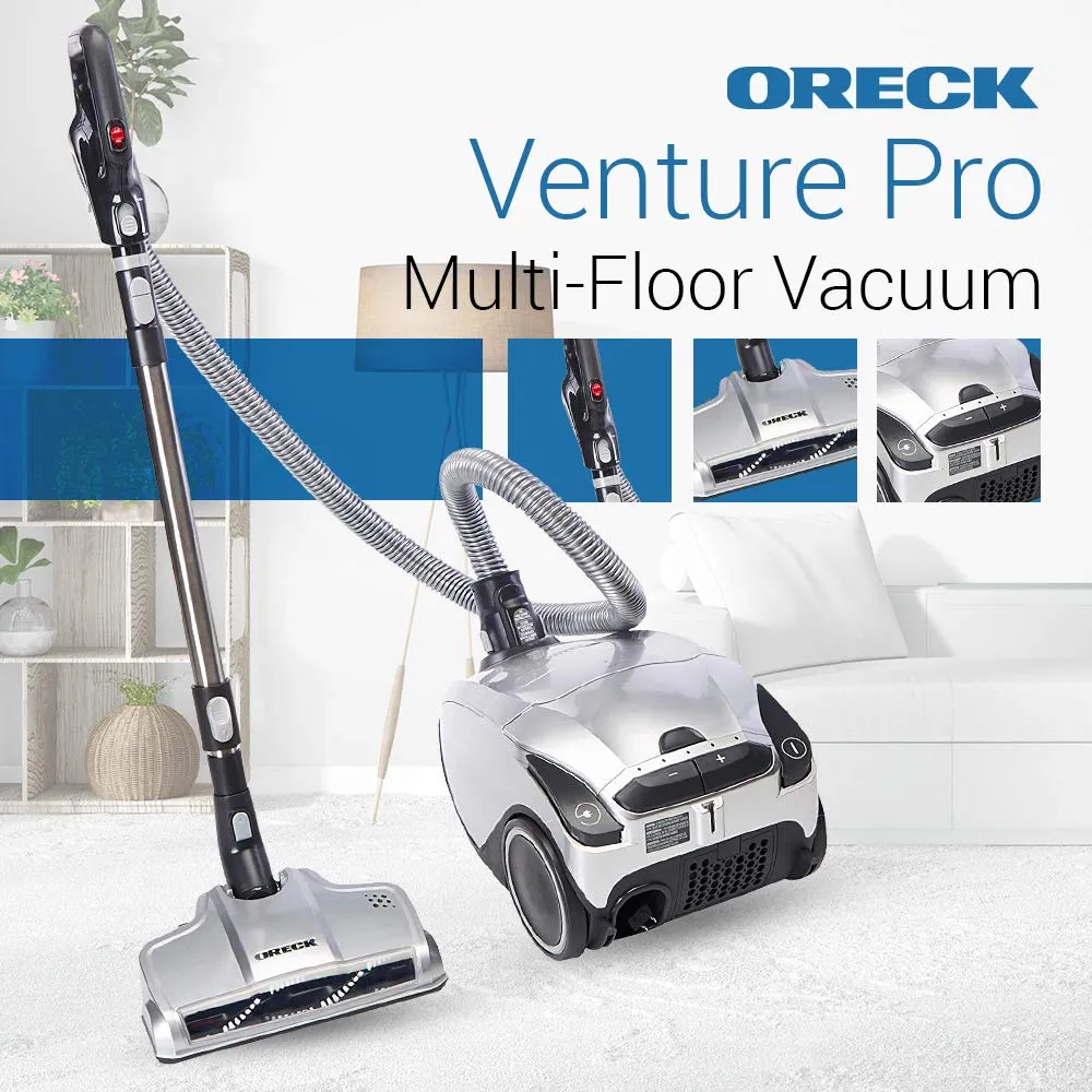 Oreck Venture Pro Multifloor Bagged Canister Vacuum Cleaner - Corded, 5 Suction Speeds, HEPA System - Image 4