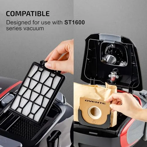 OVENTE Disposal Dust Bags for ST1600B Vacuum Cleaner - Pack of 8, Compact, Effective, Eco-Friendly - Image 2