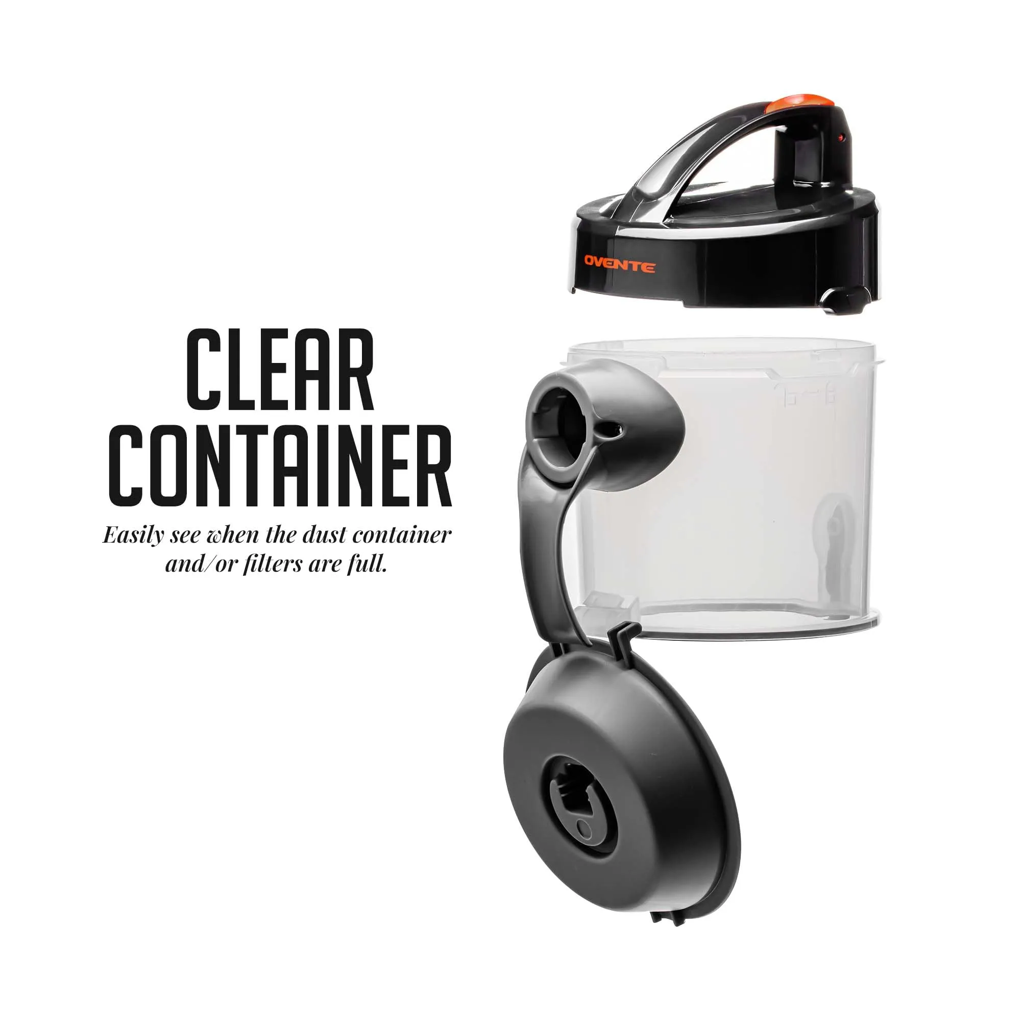 OVENTE Replacement Dust Container for Bagless Vacuum ST2000 ST2010, Transparent Design, Black 2 OVENTE Replacement Dust Container for Bagless Vacuum ST2000 ST2010, Transparent Design, Black - Image 2