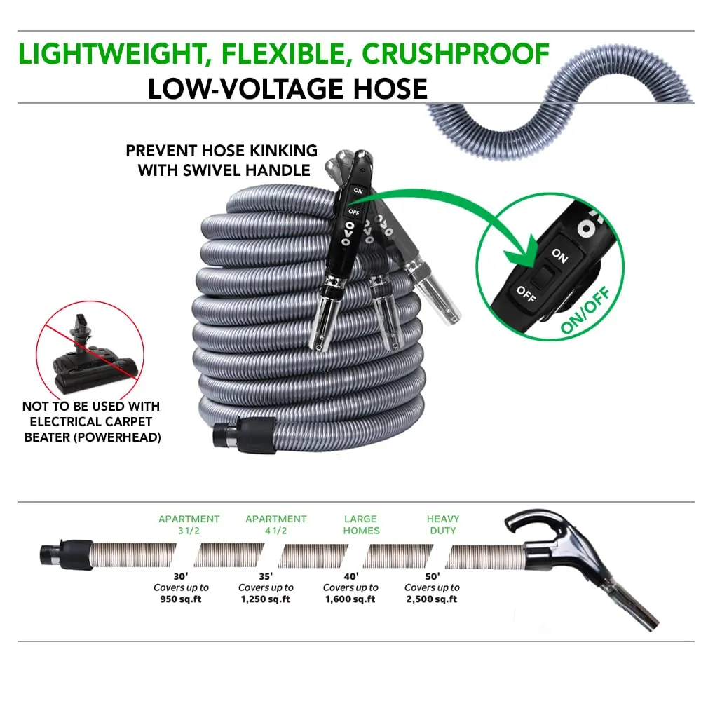 OVO Heavy Duty Central Vacuum System, Hybrid Filtration, 700 Air Watts, 35L Canister, White 6 OVO Heavy Duty Central Vacuum System, Hybrid Filtration, 700 Air Watts, 35L Canister, White - Image 6