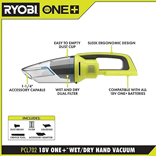 Pacroban ONE+ 18V Cordless Wet/Dry Hand Vacuum - Powerful, Portable ...