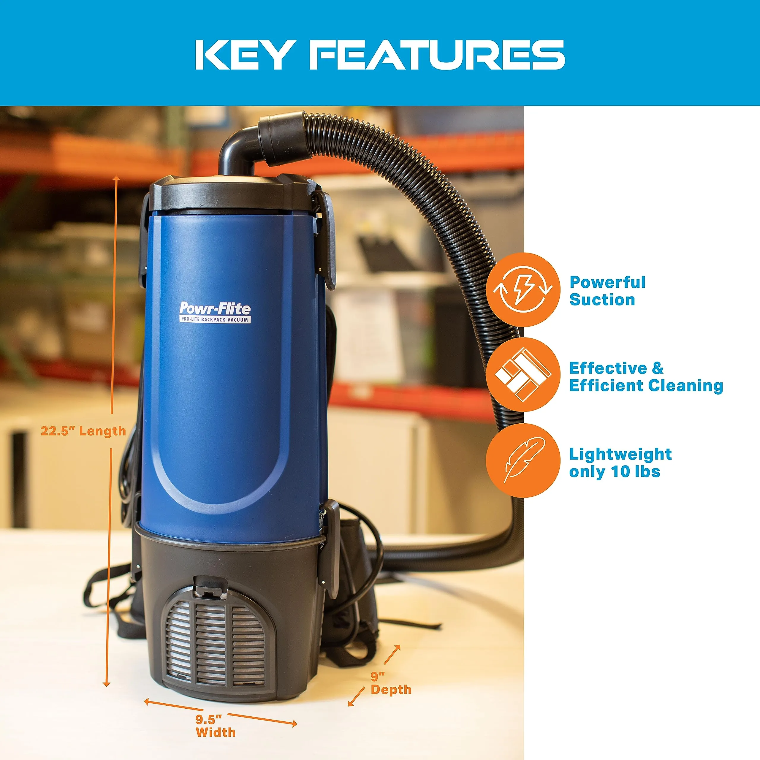 Powr-Flite Comfort Pro Backpack Vacuum Cleaner, 6 Quart HEPA Vacuum with Premium Tool Kit - Image 3
