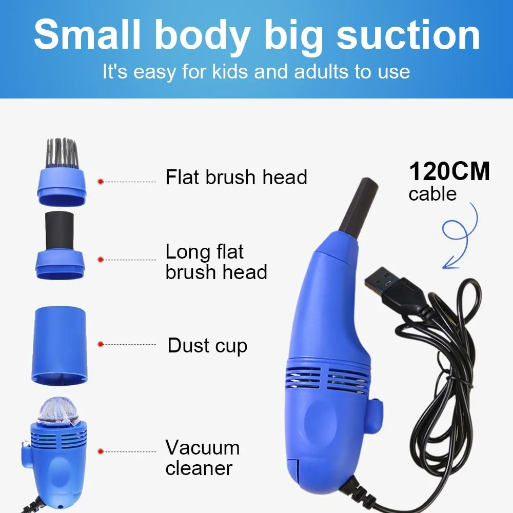 Pro Vacuum Cleaner Blue - 2024 Mini USB Handheld Vacuum for Keyboard, Laptop, Car & Home - Image 4