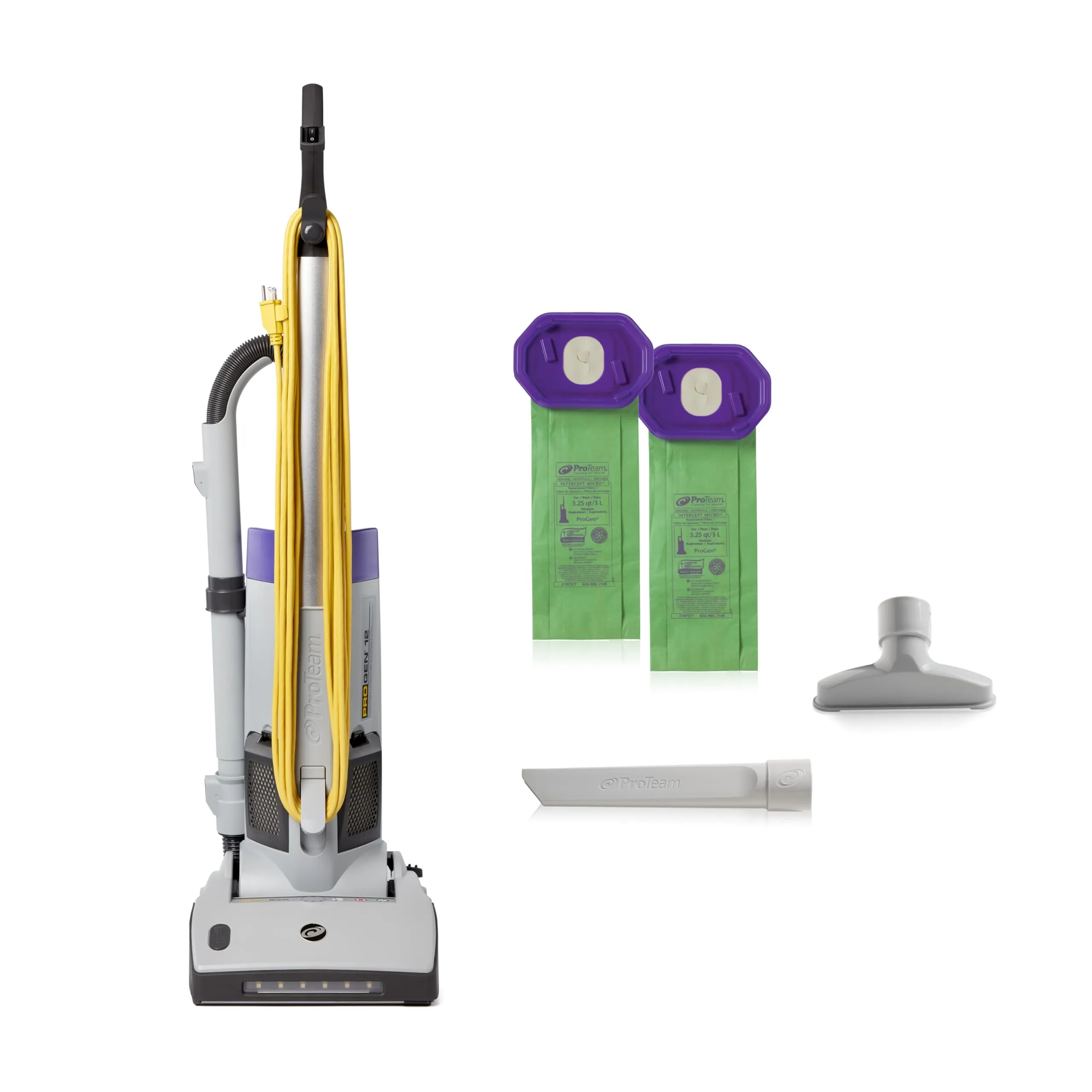 ProTeam ProGen 12' Commercial Upright Vacuum with HEPA Filtration and 50' Cord for Easy Cleaning