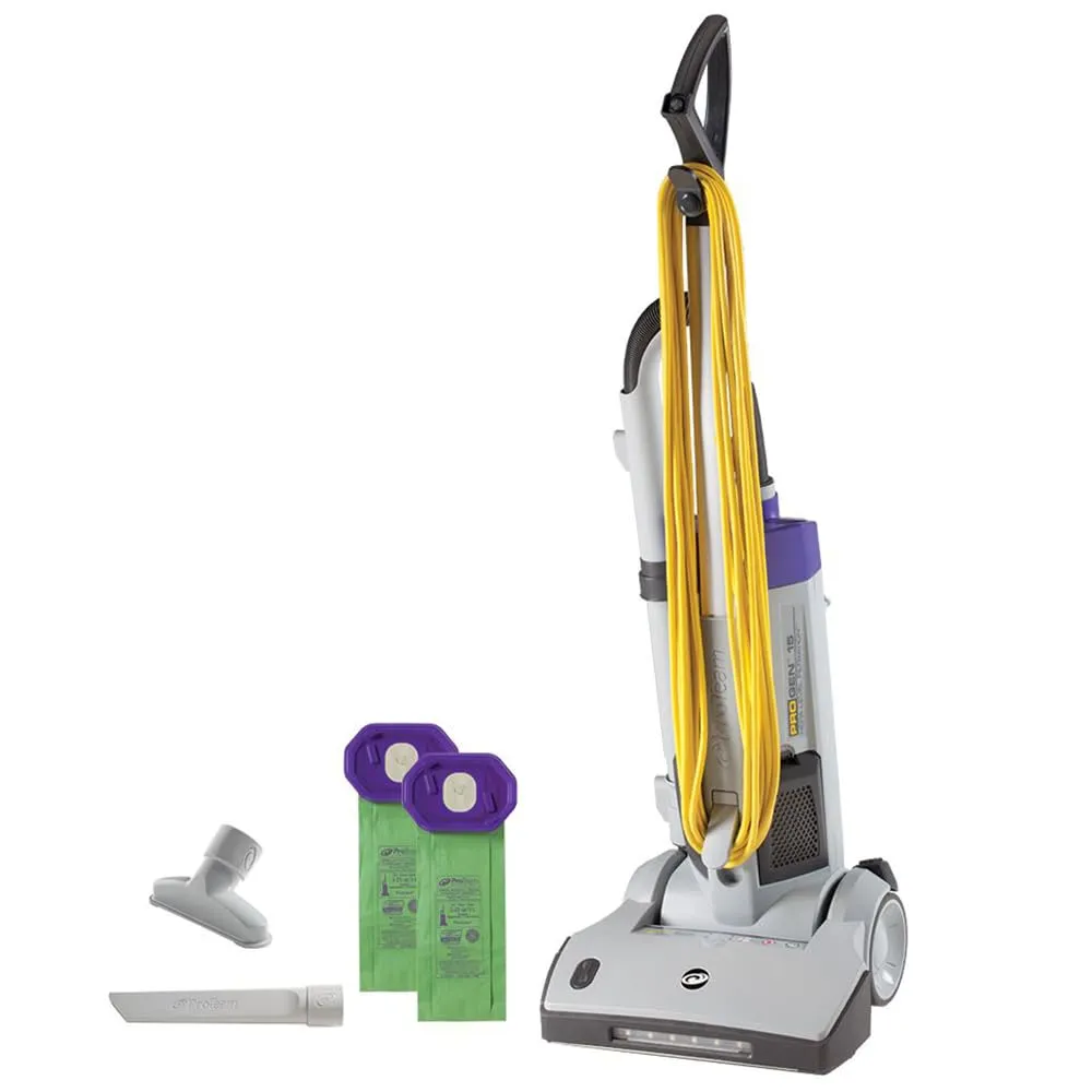 ProTeam ProGen 15' Commercial Upright Vacuum with HEPA Filtration & Tool-Free Maintenance