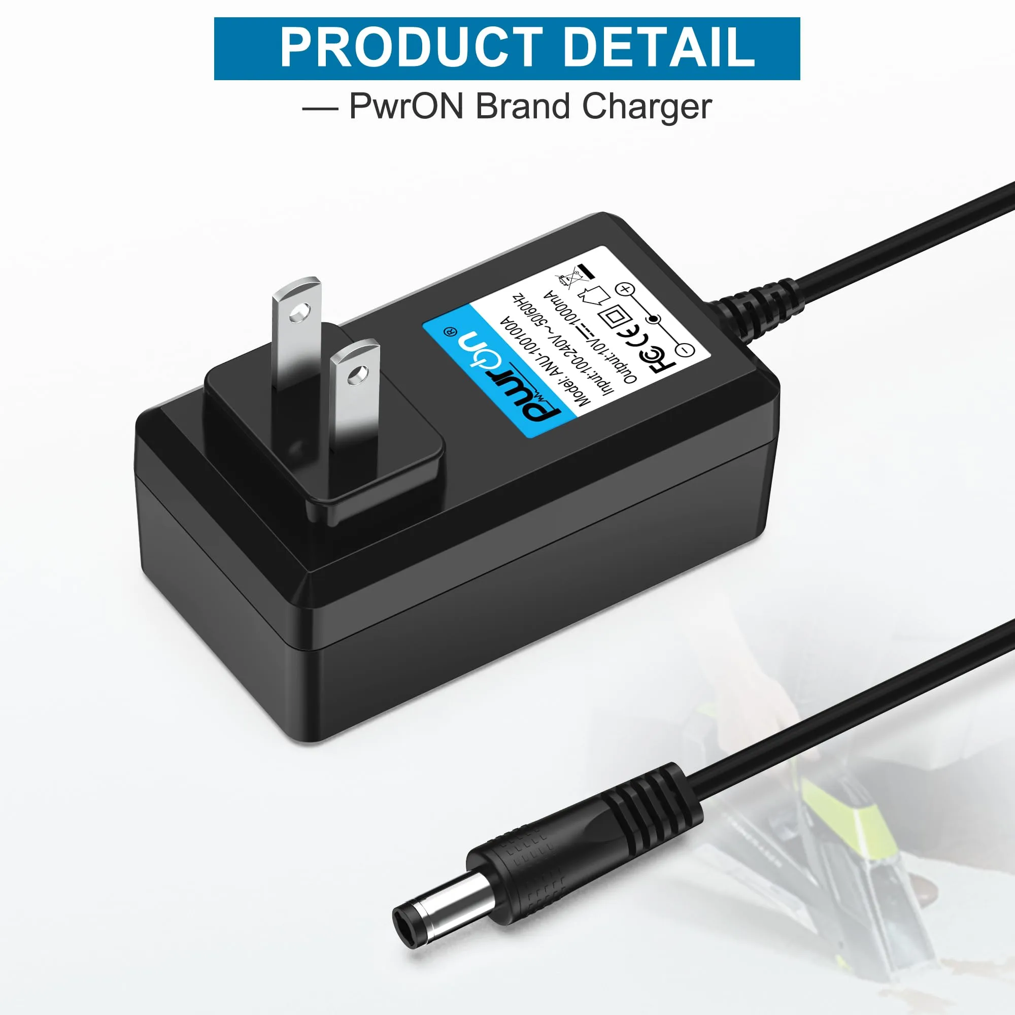 PwrON 10V Power Cord for Bissell Pet Stain Eraser - Safe, Long, & Compatible Charger for 2054, 2002, 2003 - Image 2